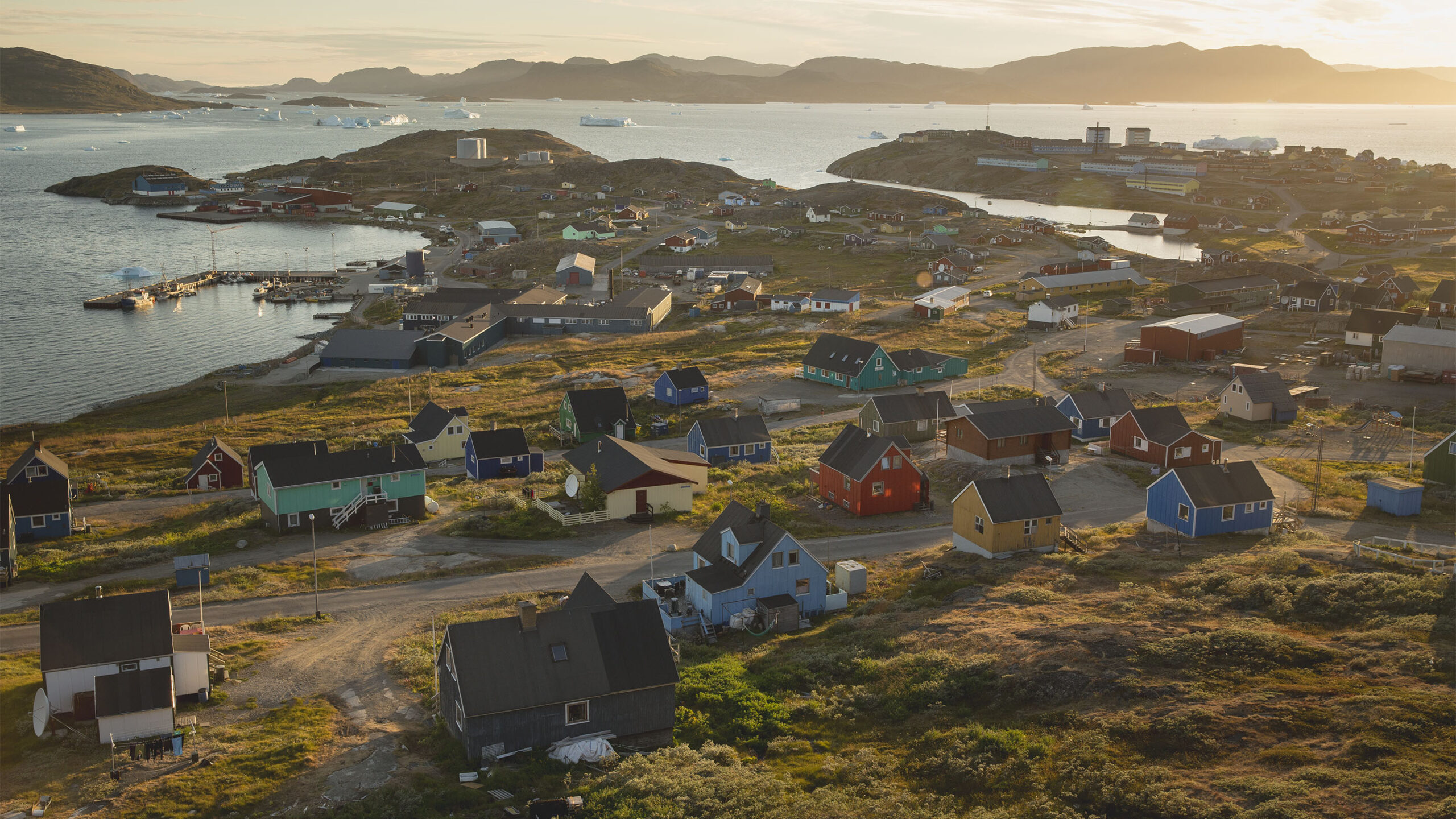 Gr&oslash;nland Narsaq Hotel Narsaq Solnedgang