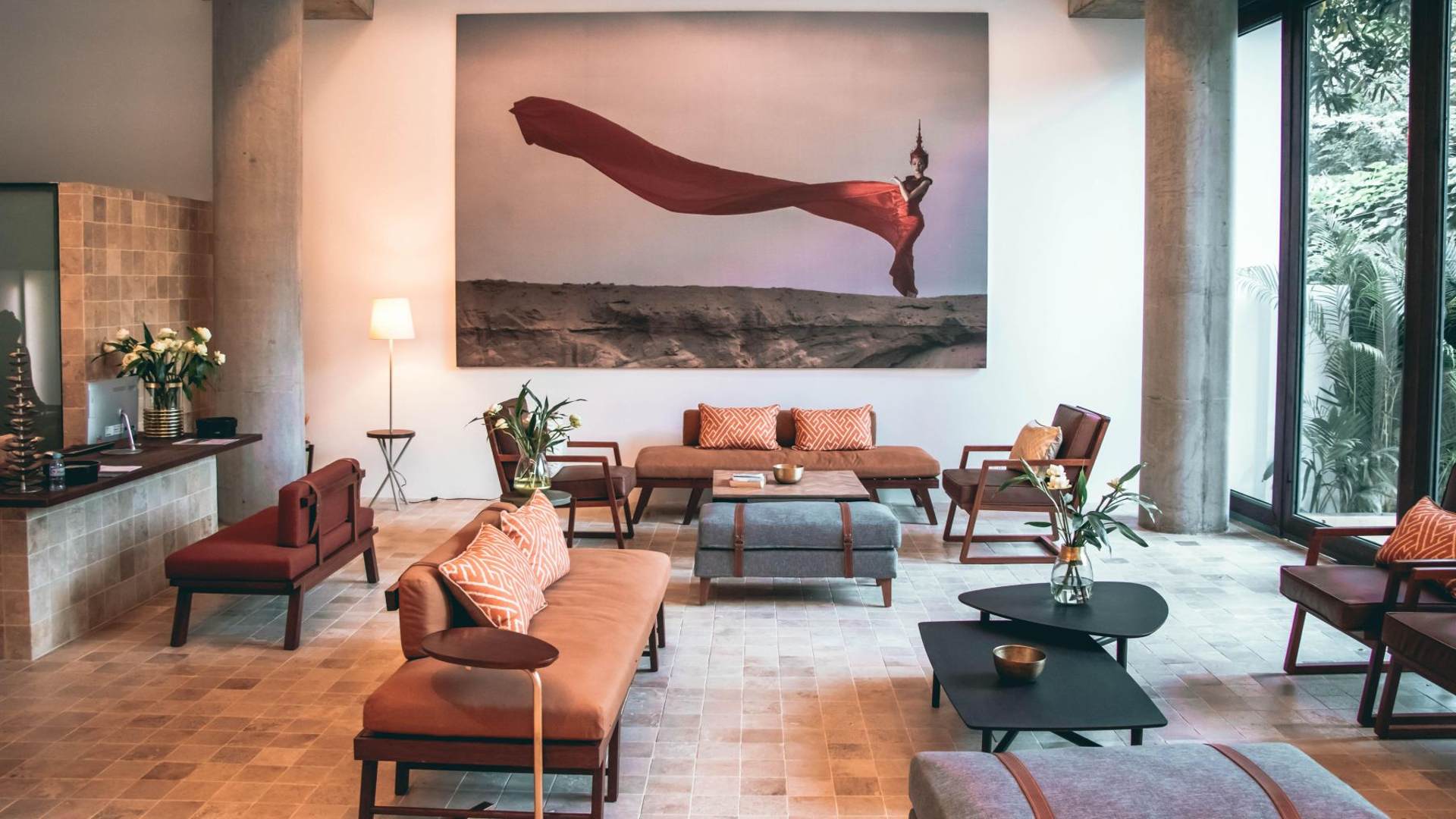 Cambodia, Phnom Penh, Penh House Hotel, Patio, Lounge Area