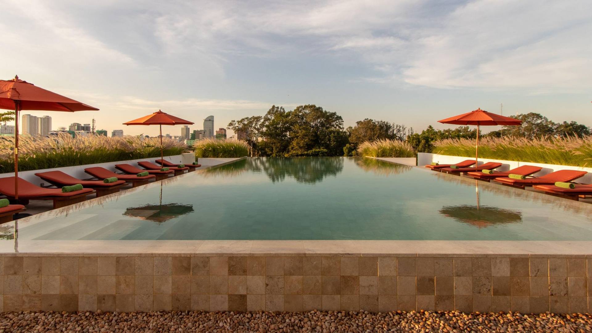 Cambodia, Phnom Penh, Penh House Hotel, View From Pool