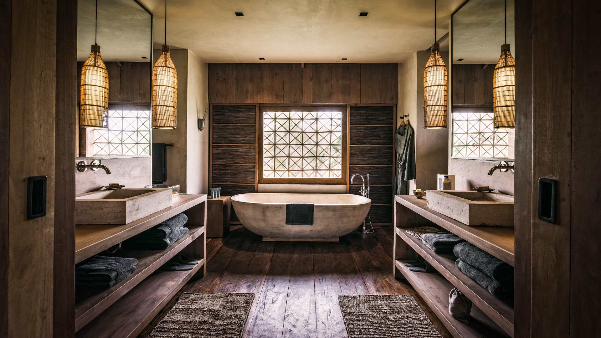 Cambodia, Siem Reap, Zannier Hotels Phum Baitang, Villa bathroom