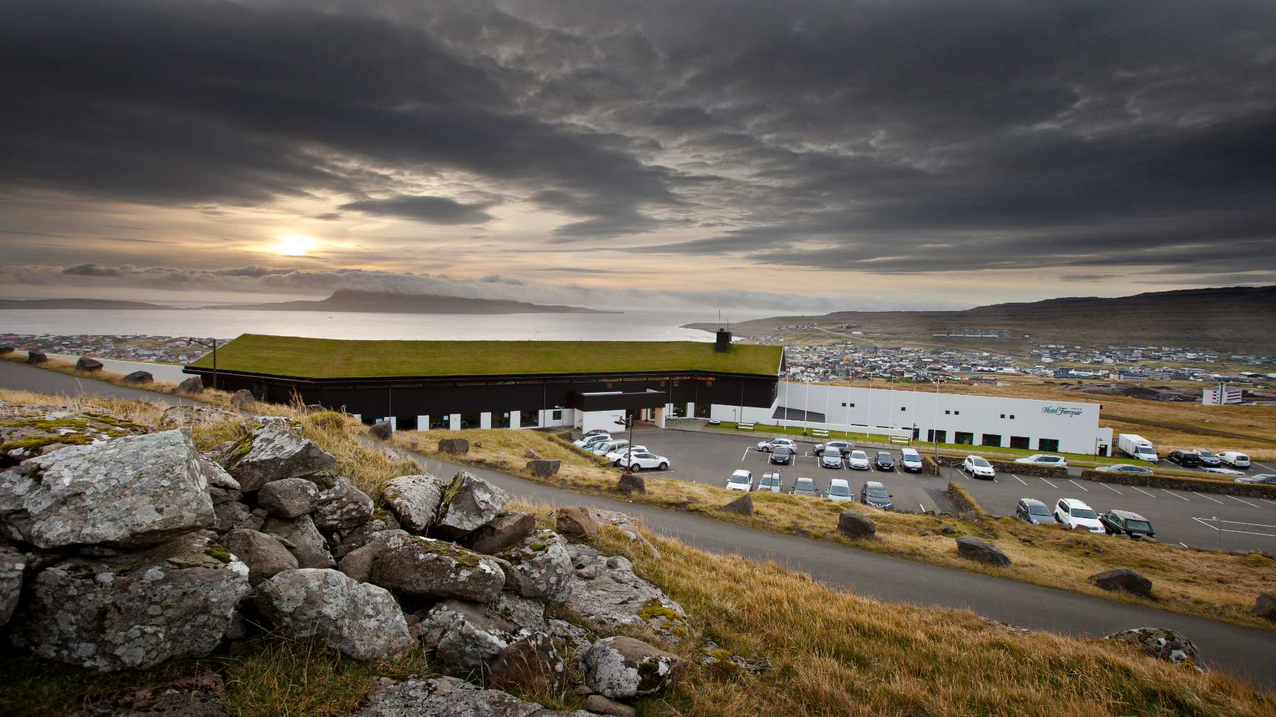 F&aelig;r&oslash;erne, Torshavn, Hotel F&oslash;royar, Udsigt, R&aring; Natur 