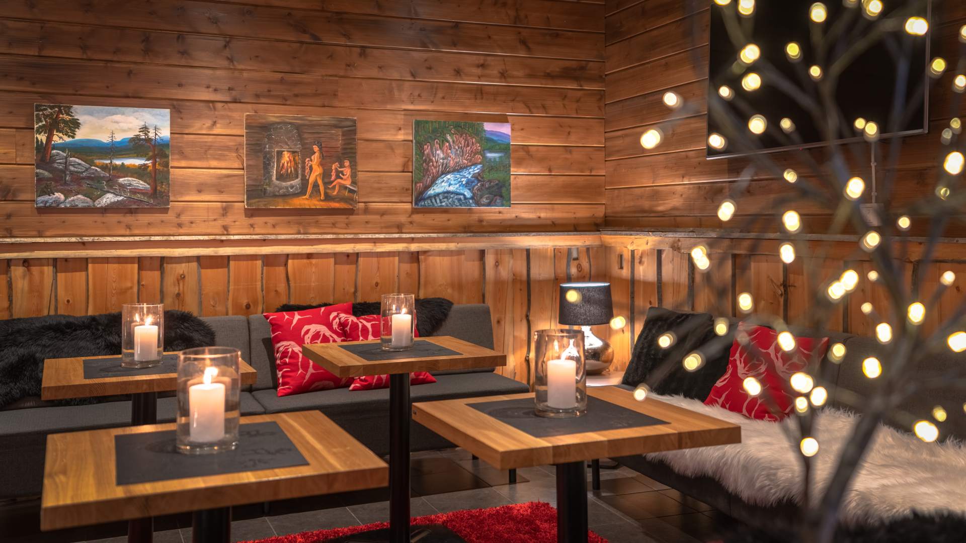 Finland, Finske Lapland, Nellim Wilderness Hotel, Lounge Area, Hygge