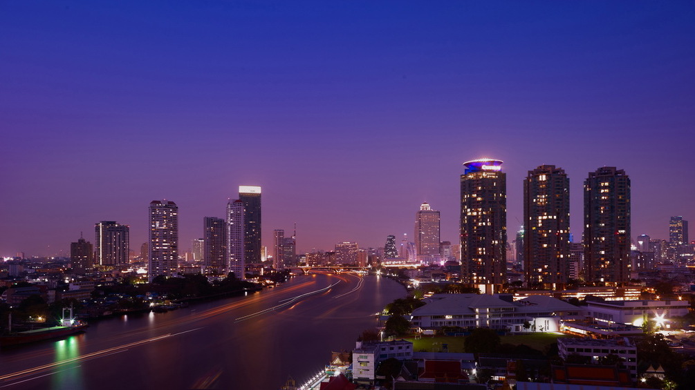 Thailand Bangkok Chatrium Riverside Aftenudsigt