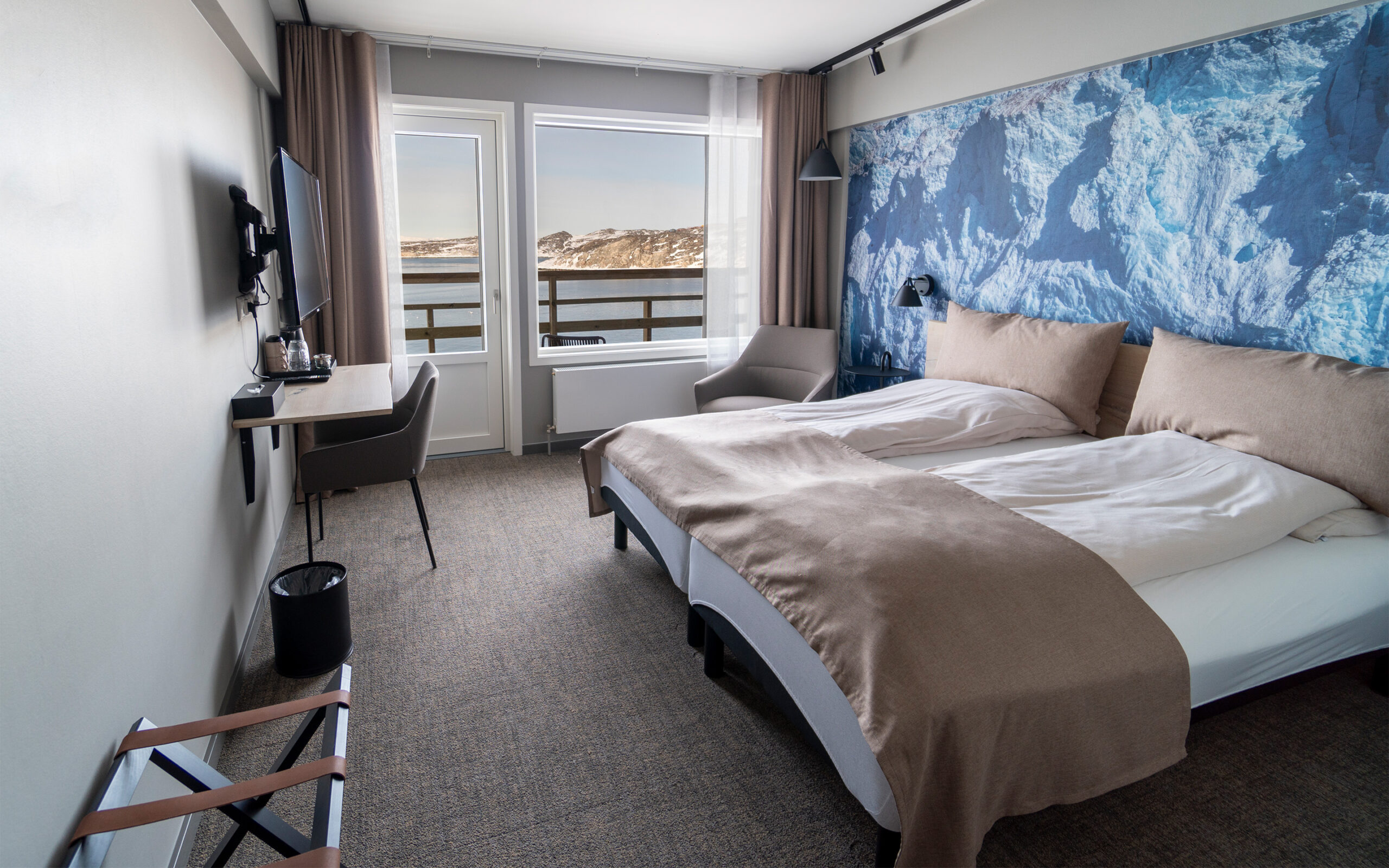 Gr&oslash;nland Ilulissat Hotel Hvide Falk, Standard Dobbelt V&aelig;relse, Udsigt, Diskobugten