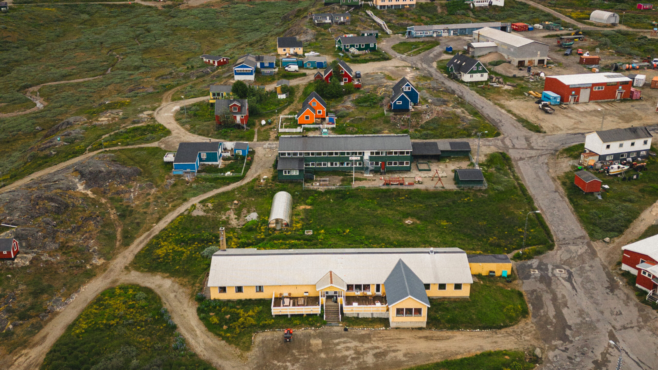 Gr&oslash;nland, Sydgr&oslash;nland Hotel Narsaq Luftfoto