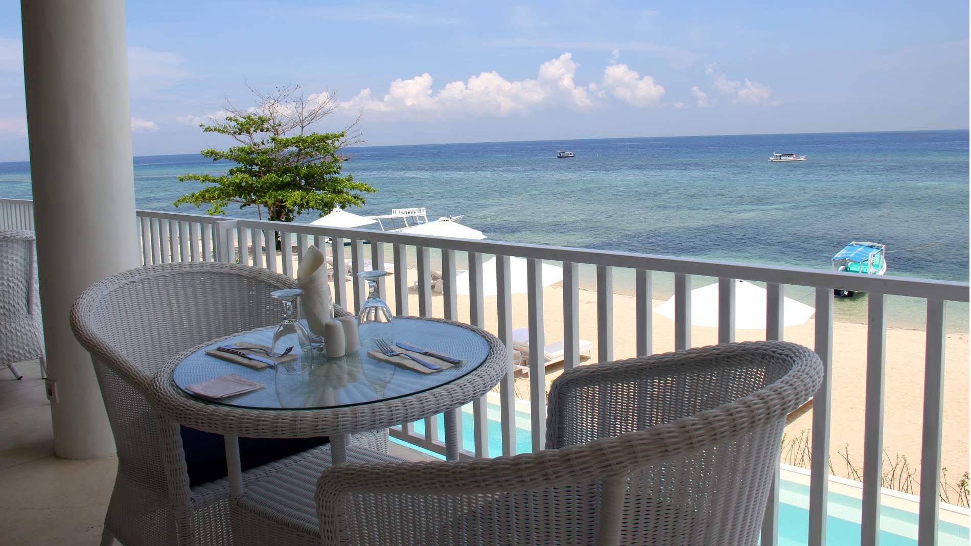 Indonesien Gili Meno Seri Resort, Udsigt Over Havet Fra Balkon
