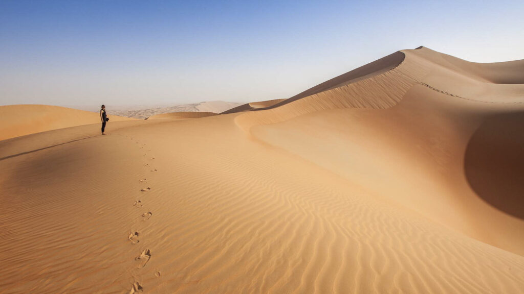 Dubai Ørken Fodspor I Sand