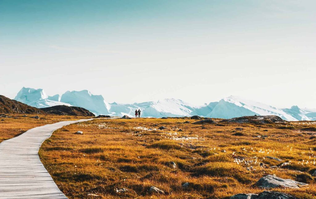 Grønland, Isbjerge, Ilulissat, Diskobugten, Sermermiut, Gangbro, Seværdighed, Udflugt
