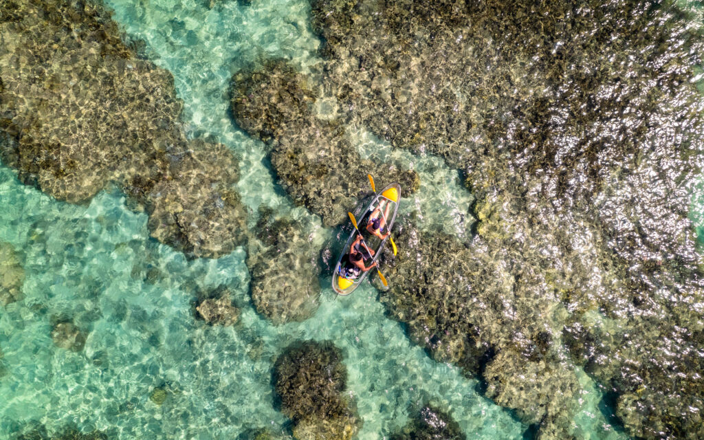 Reunion Saint Gilles Gennemsigtig Kayak Set Fra Luften