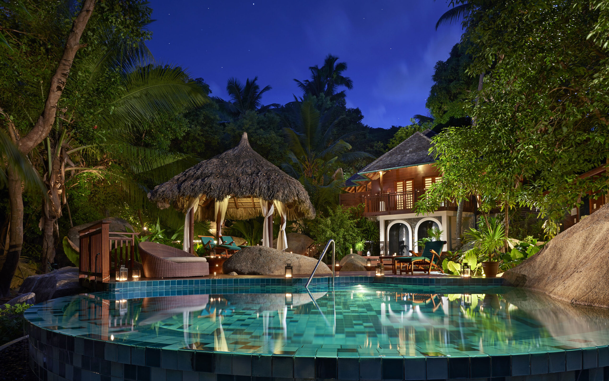 Seychellerne Silhouette Island Hilton Labriz Spa Aftenstemning