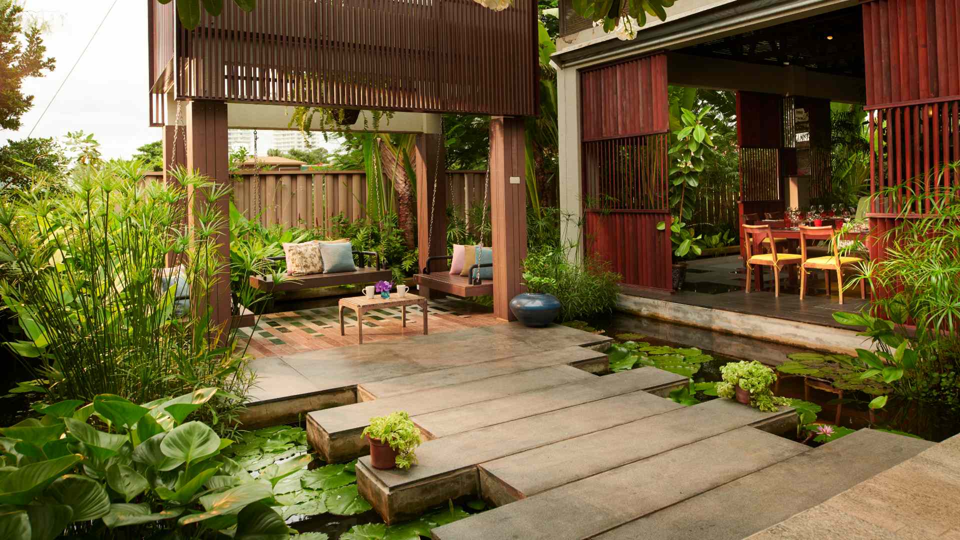 Thailand, Hua Hin, Lets Sea Hua Hin Al Fresco, Restaurant Garden