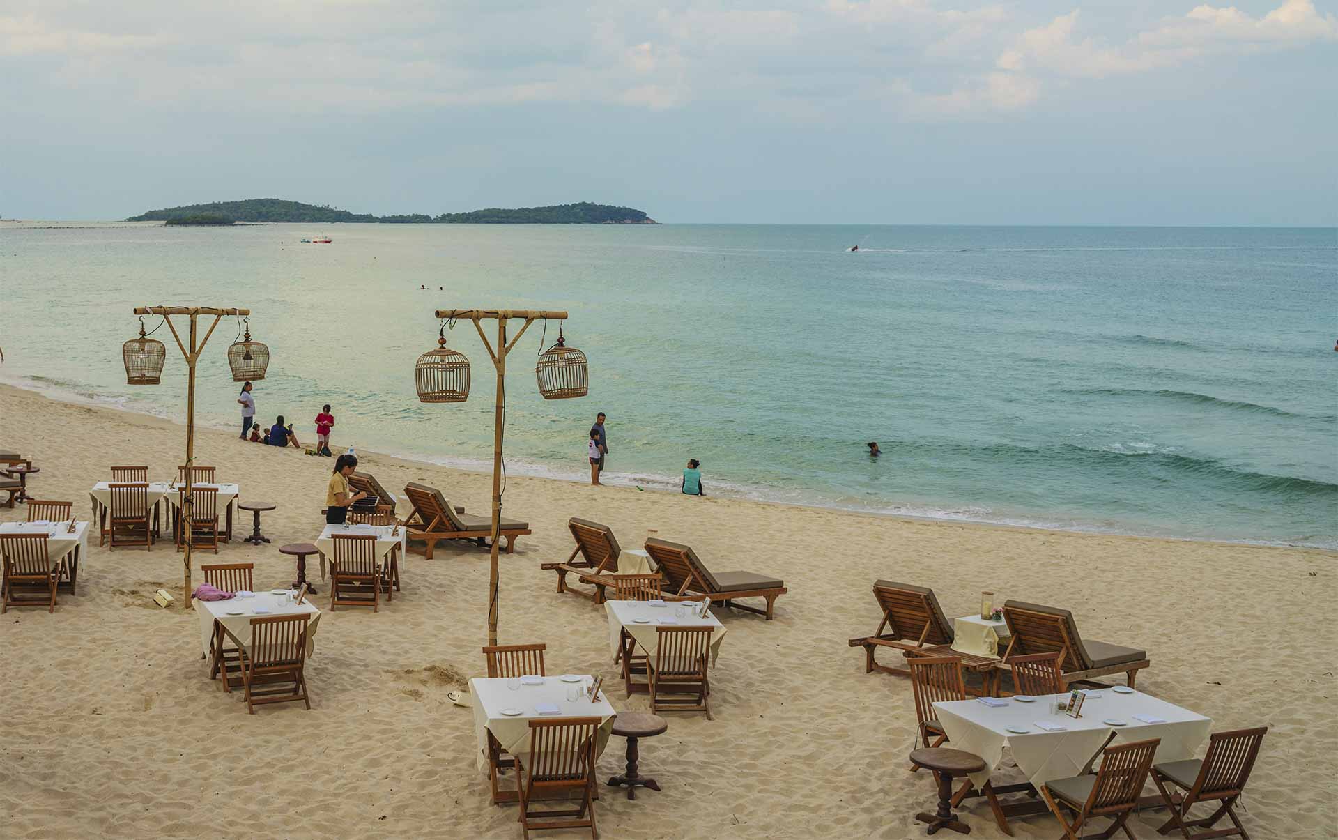 Thailand, Koh Samui, Banana Fan Sea Resort, Middag Stranden
