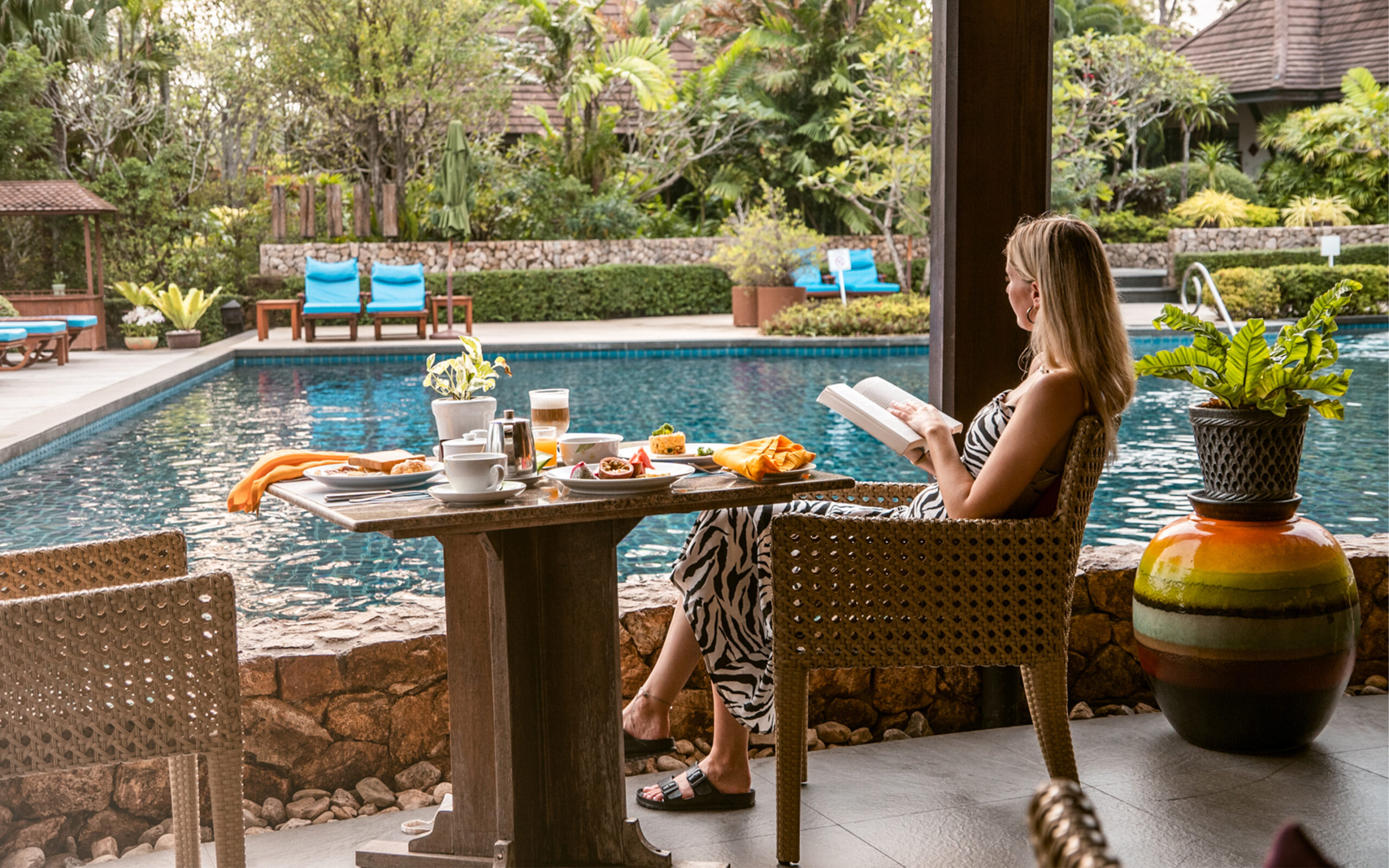 Thailand, Koh Samui, Bo Phut Resort, Morgenmad Pool