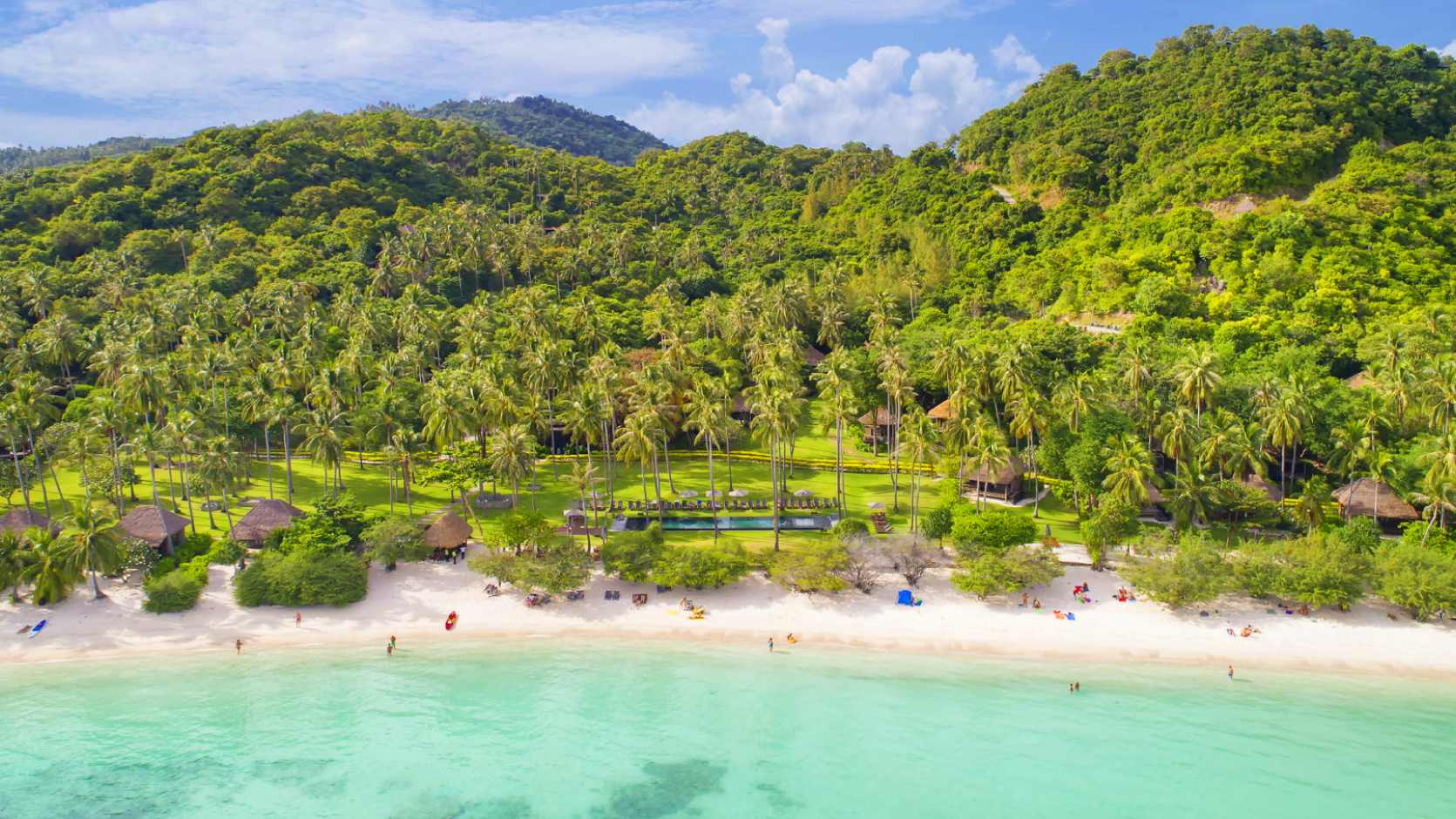 Thailand, Koh Tao, Haad Tien Beach Resort, Strand Udsigt
