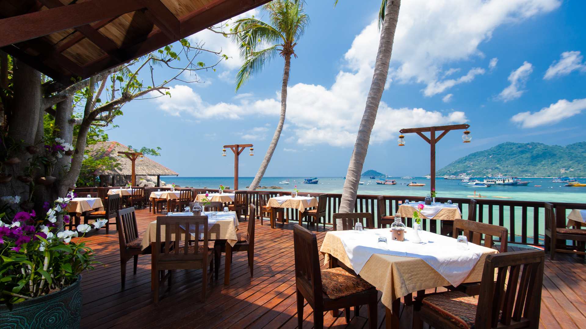 Thailand, Koh Tao, Sensi Paradise Beach Resort, Restaurant Udsigt