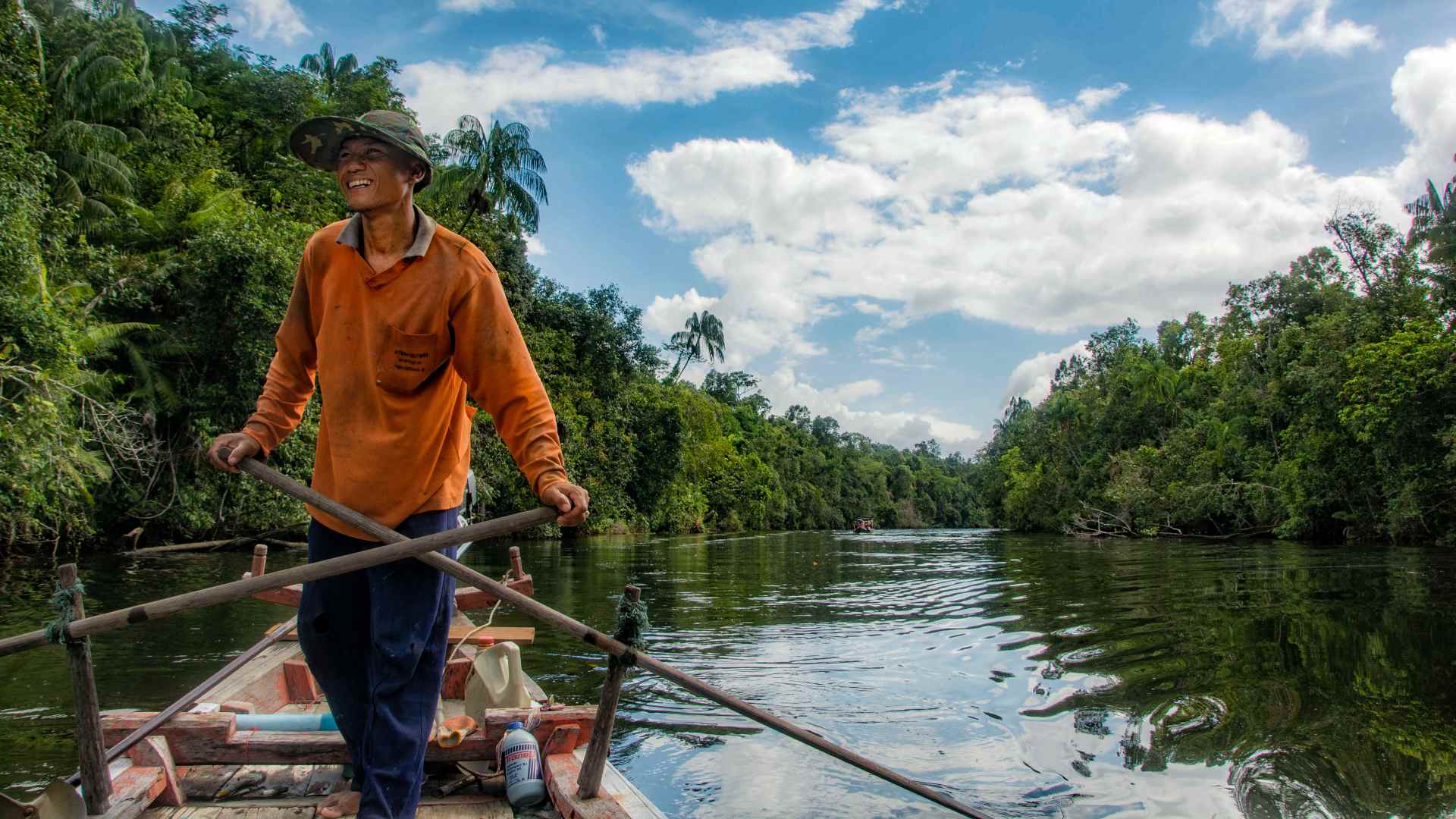 Cambodia, Cardamom Mountains, Cardamom Tented Camp, Bådtur, Flod, Jungle