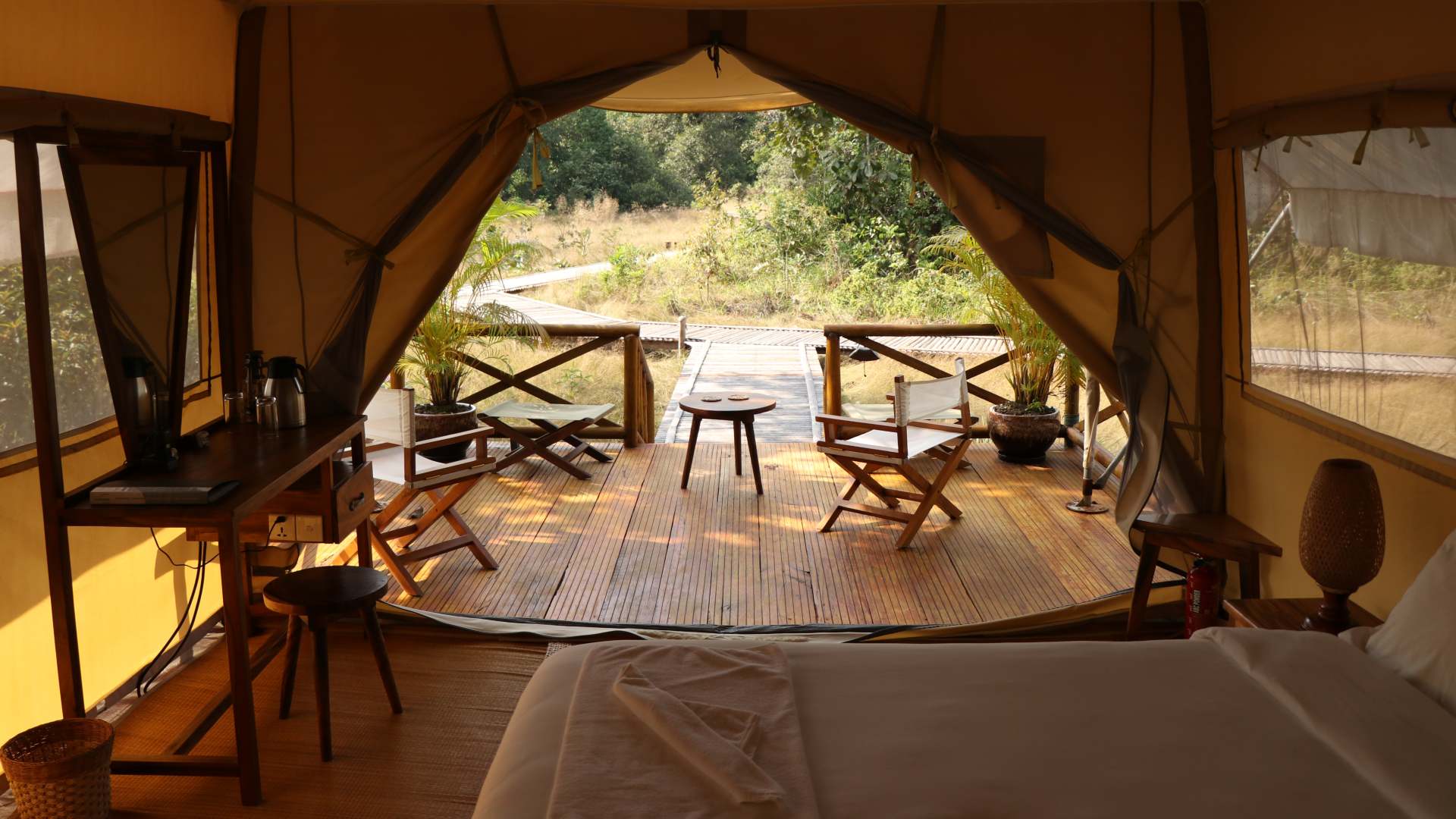 Cambodia, Cardamom Mountains, Cardamom Tented Camp, Telt veranda