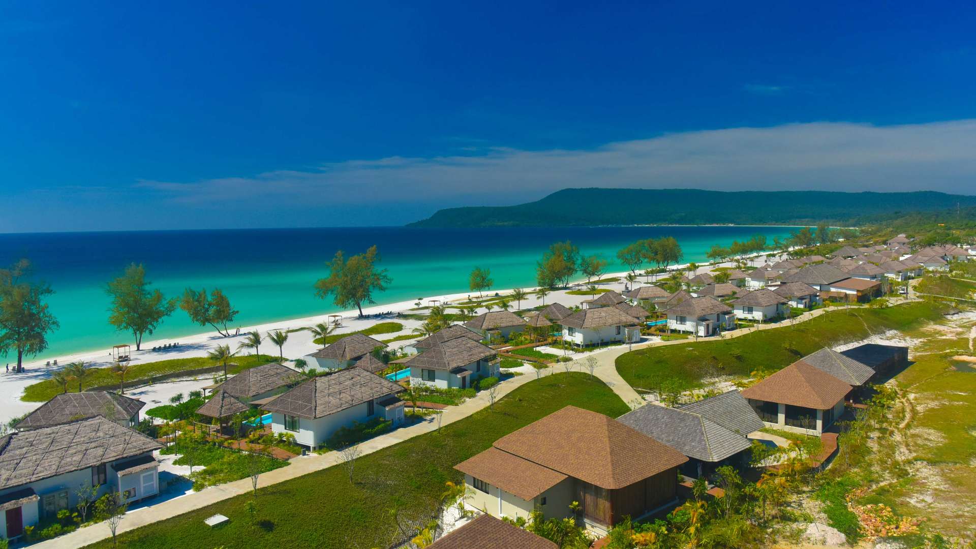 Cambodia, Koh Rong Island, The Royal Sands luftfoto