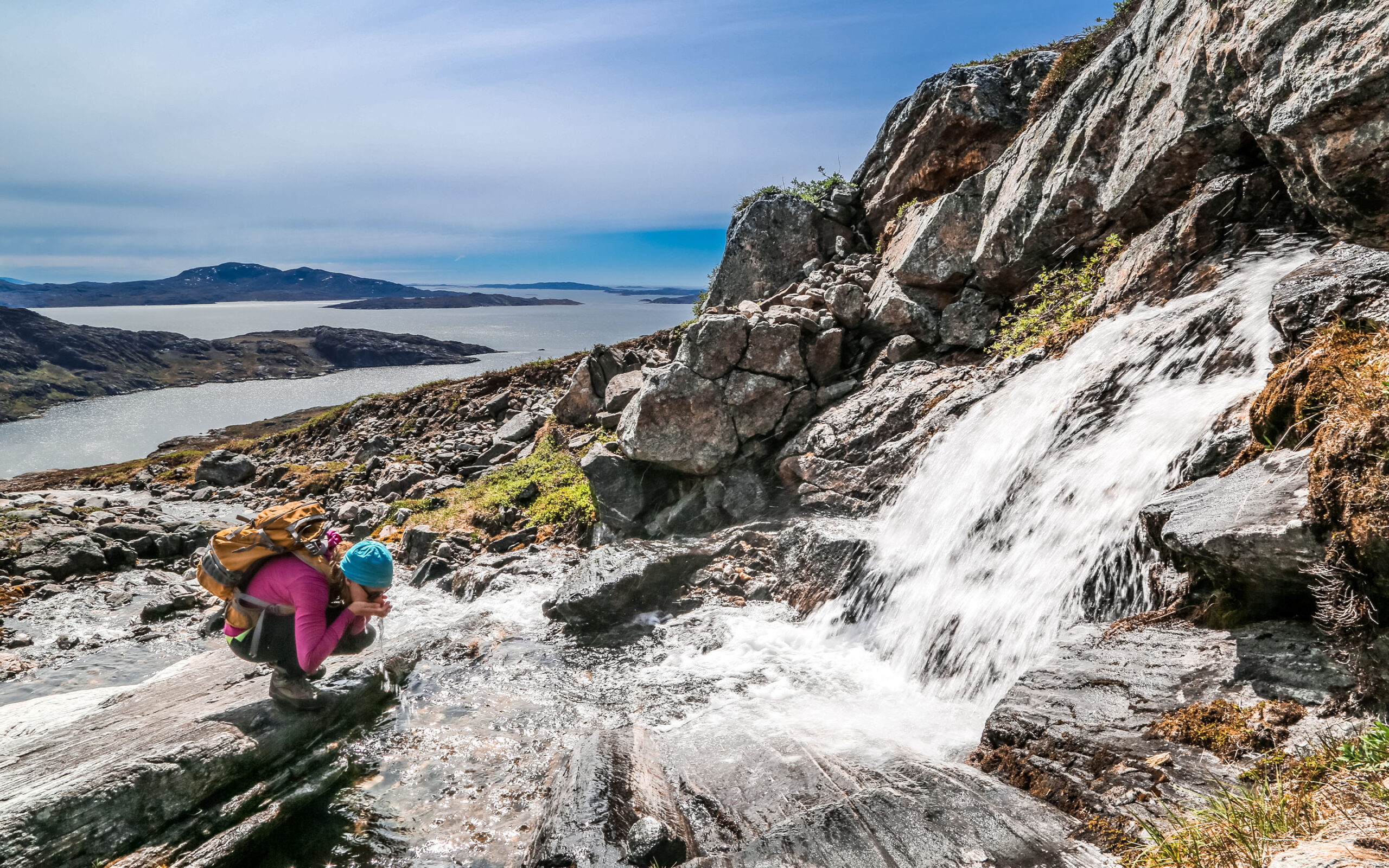 Gr&oslash;nland Camp Kiattua, Nuuk, Fjord, Vandretur, Vandfald, Natur, Fotograf