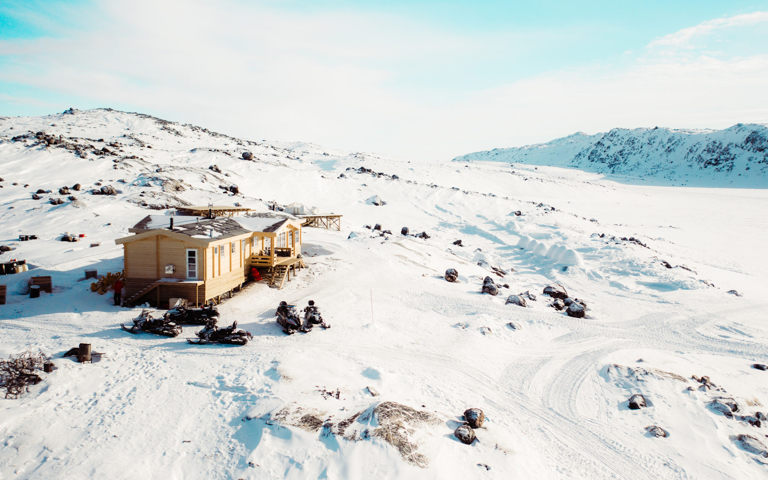 Grønland, llulissat, Iglo Lodge, Natur, Sne, Hytte