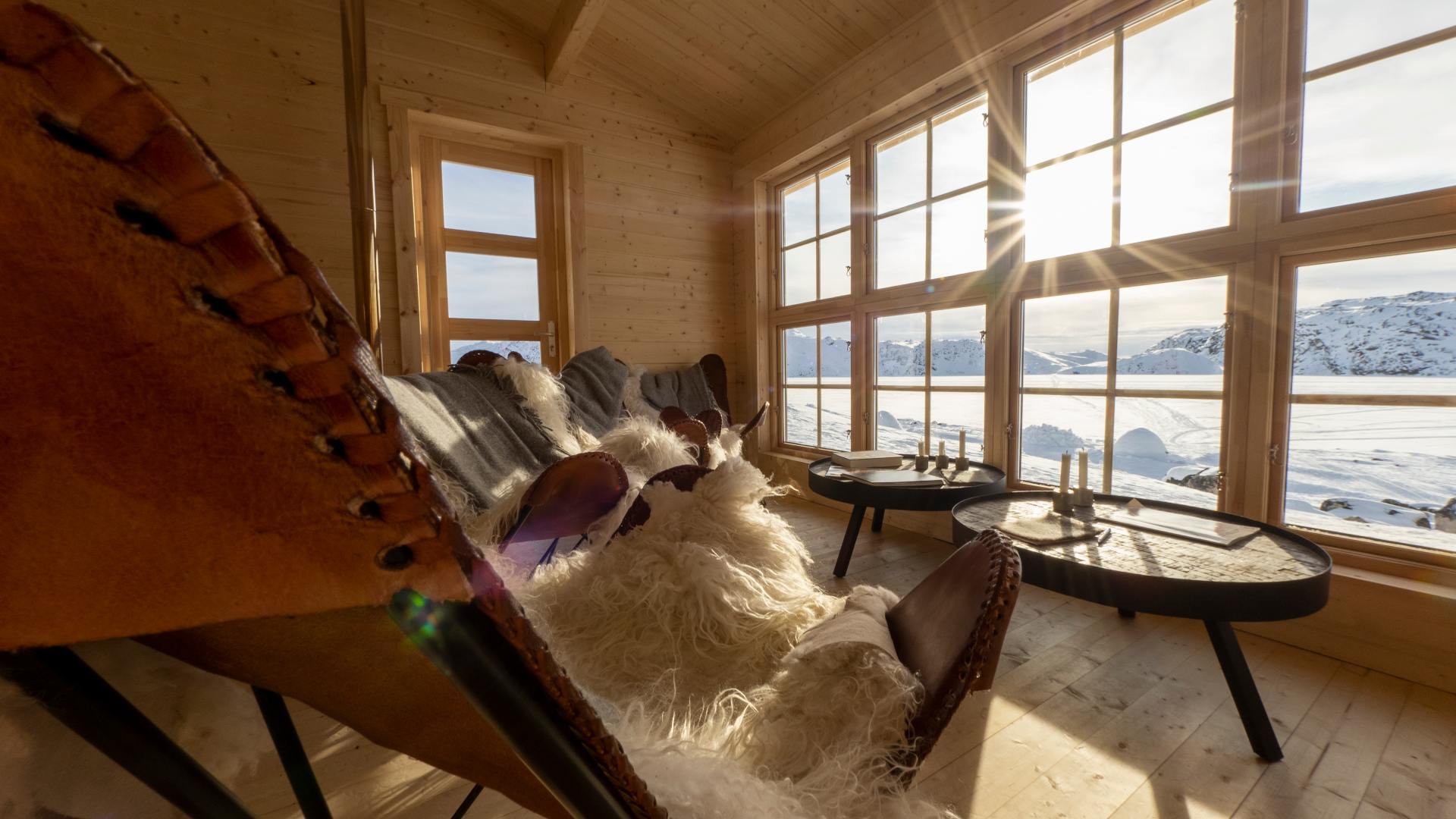 Grønland Iglo Lodge llulissat, Udsigt, Snelandskab, Vinter, Diskobugten