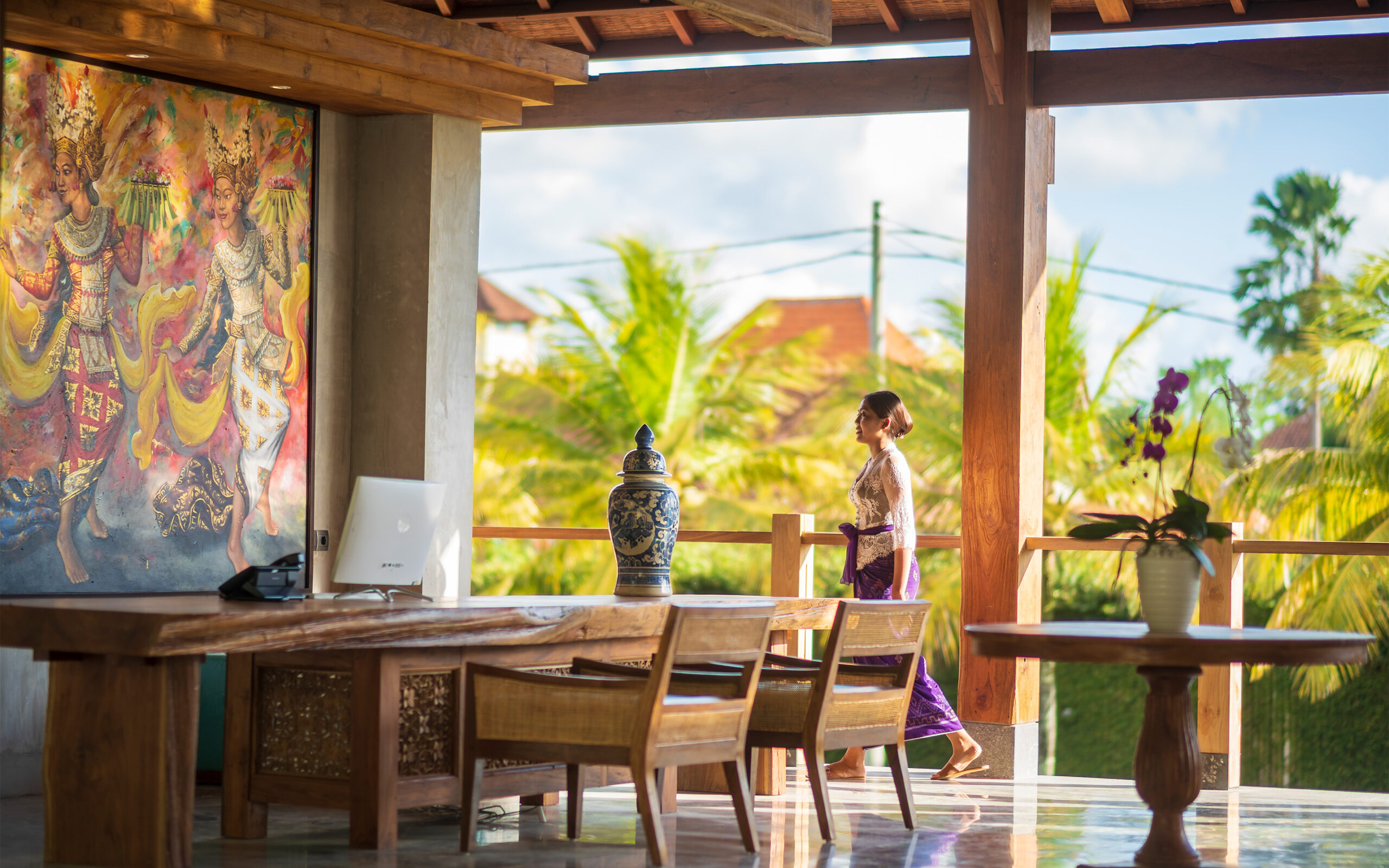 Indonesien Bali Ubud Adiwana Bisma, Lobby Area