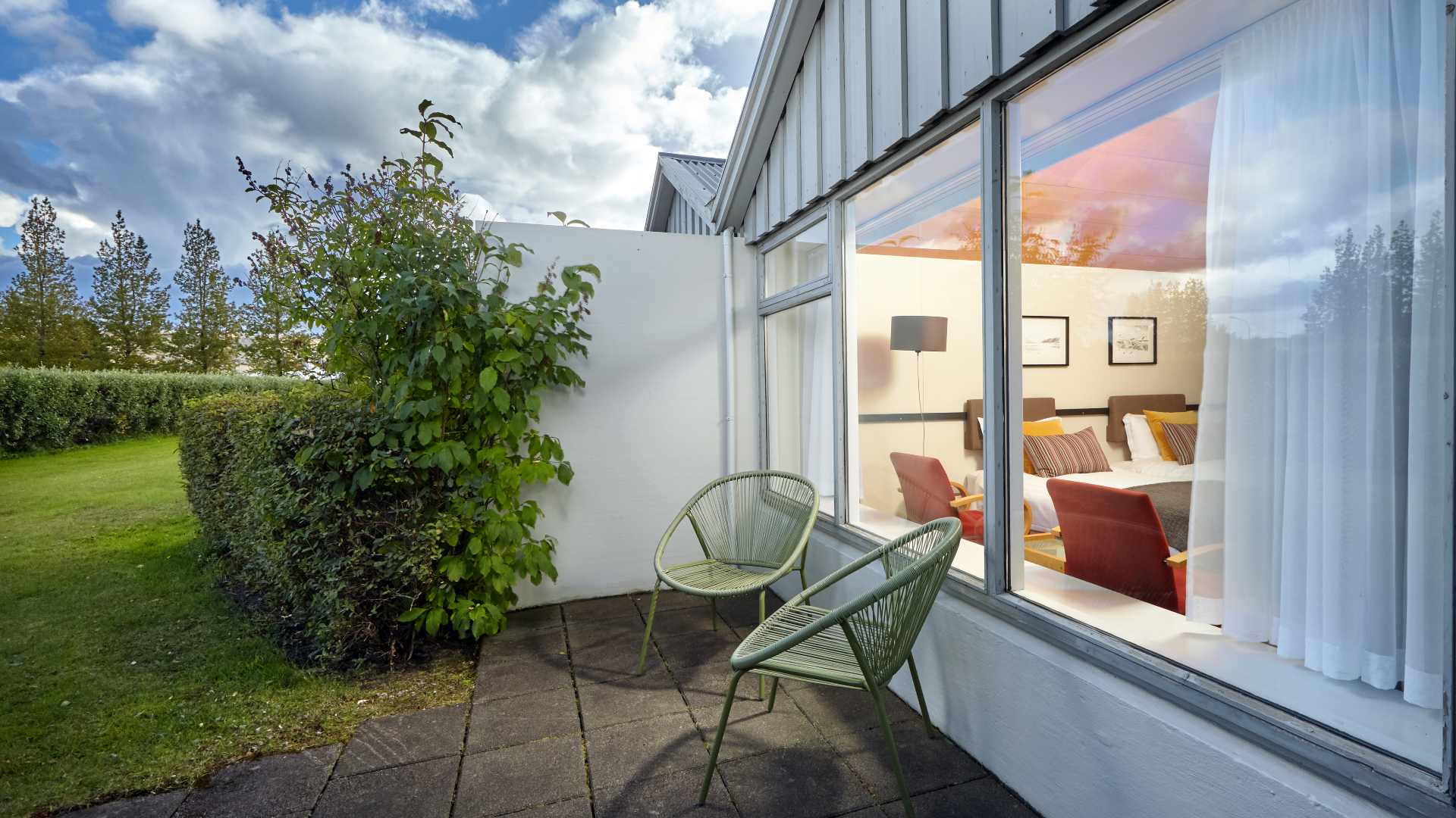 Rejser til Island, Sydisland, Hotel Fludir, terrasse