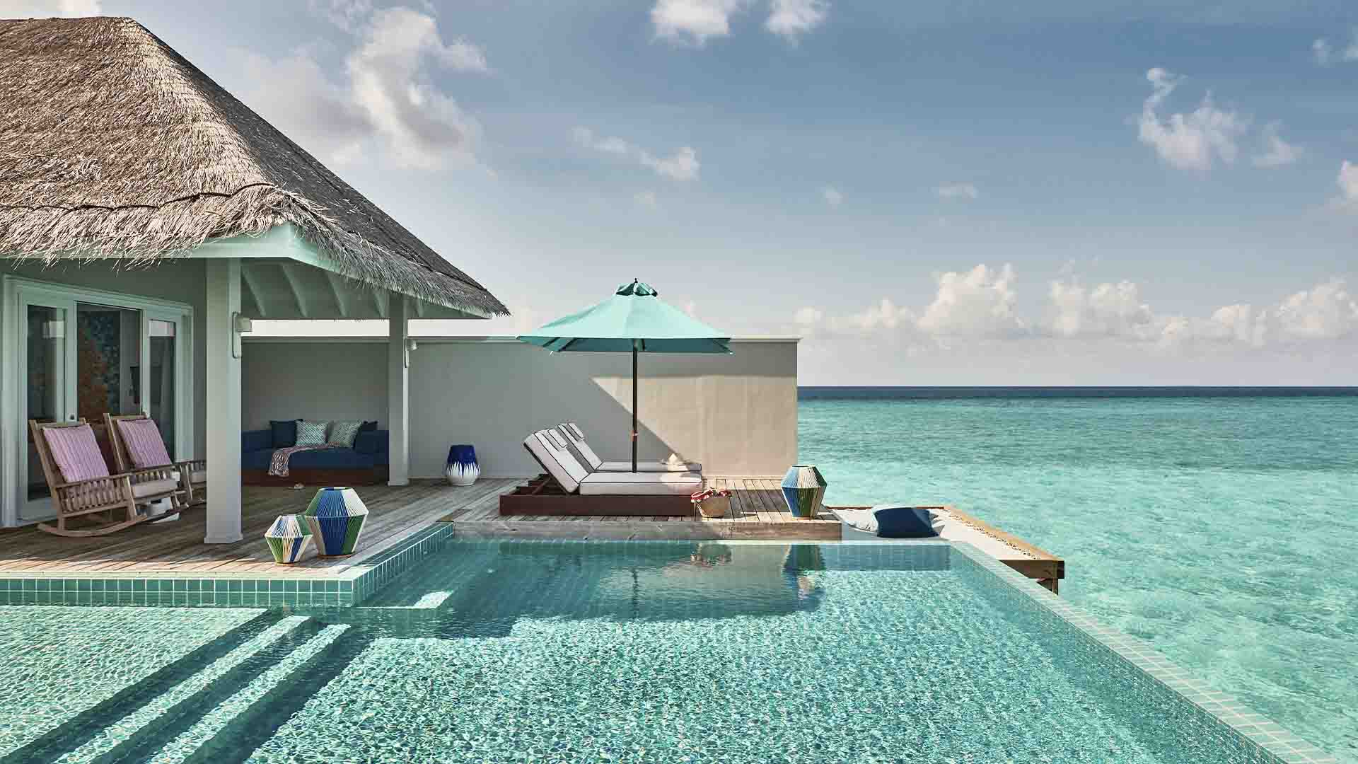 Rejser til Maldiverne, Finolhu Baa Atoll, Solterrasse i Villa Rockstar