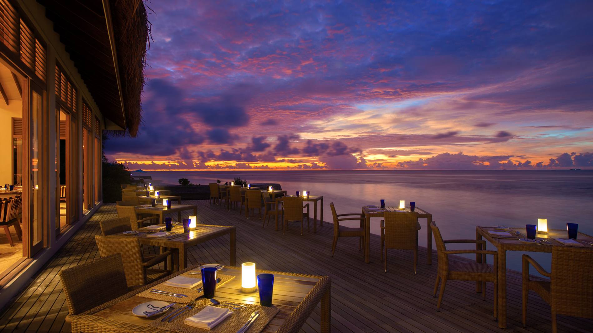 Solnedgang ved Spice Restaurant oblu maldiverne