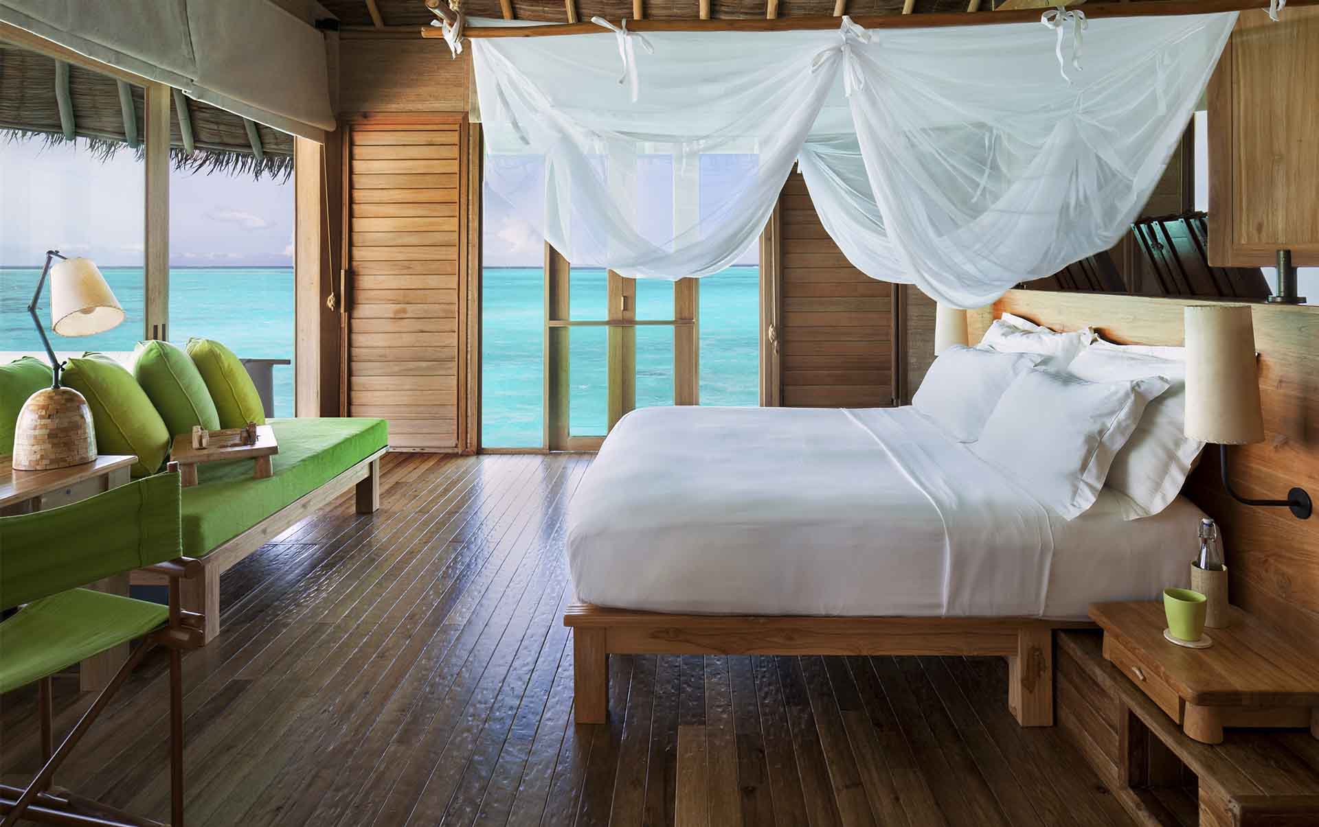 Rejser til Maldiverne, Six Senses Laamu, Sovev&aelig;relse i water villa