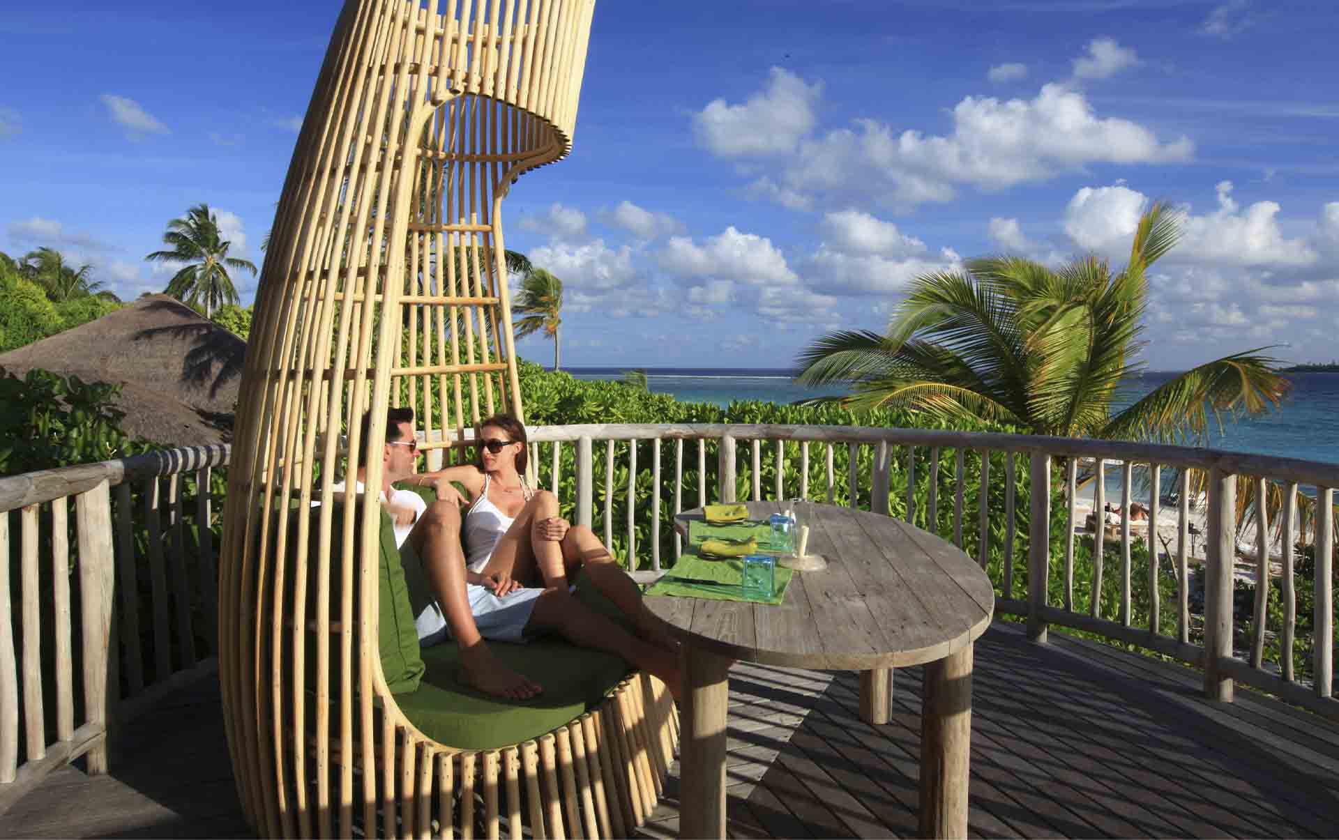 Rejser til Maldiverne, Six Senses Laamu, Terrasse p&aring; Leaf Restaurant