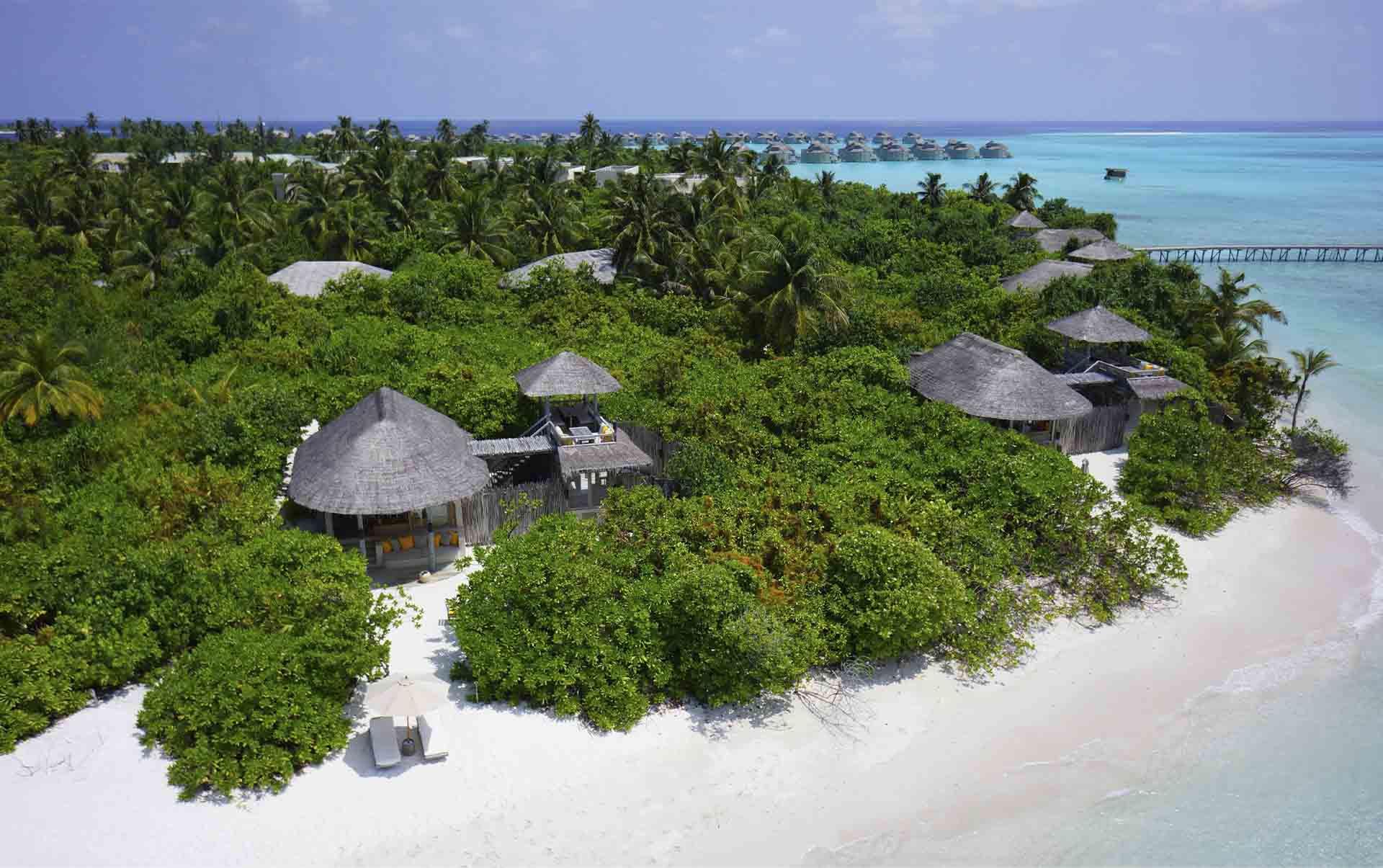 Rejser til Maldiverne, Six Senses Laamu, Beach villaer i den frodige vegetation 