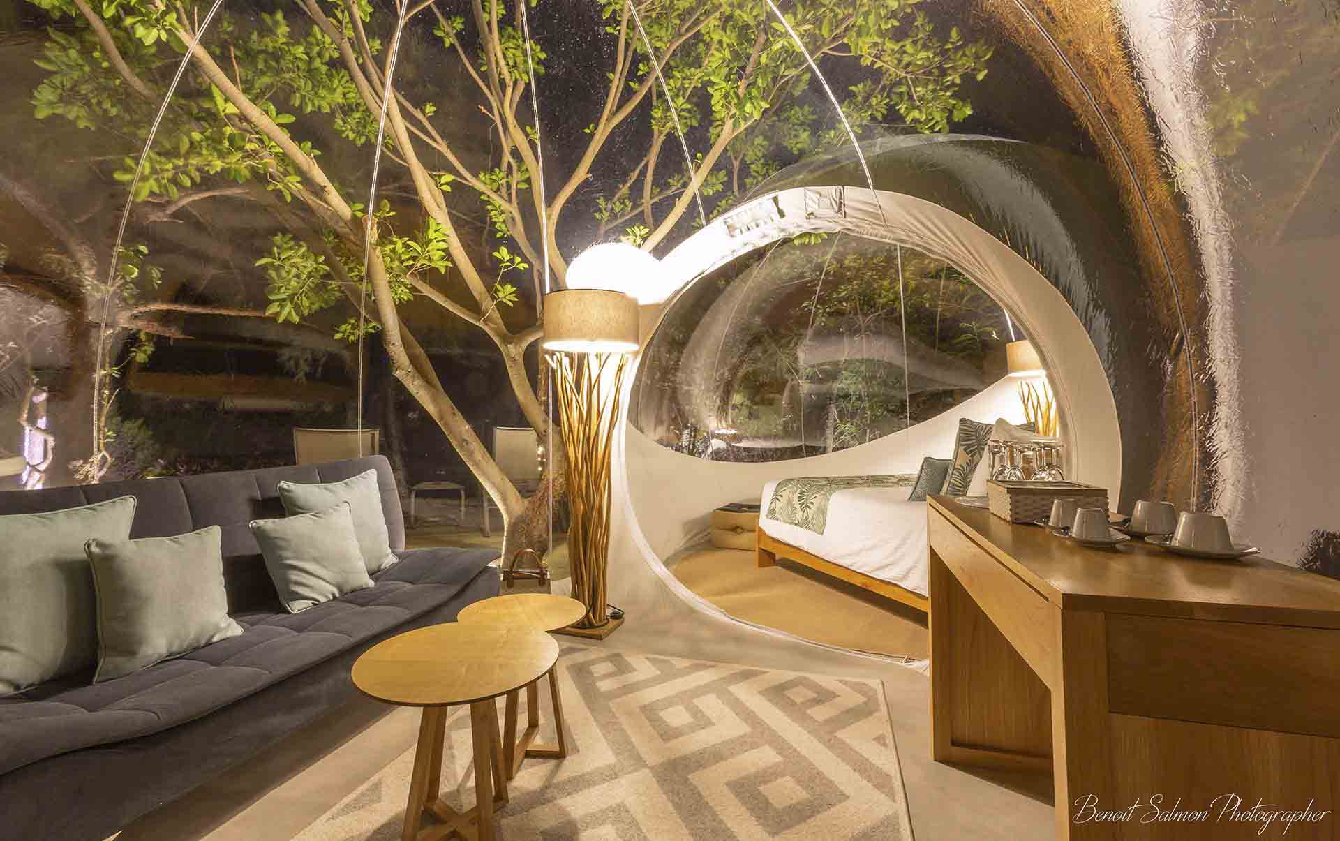 Rejser til Mauritius, Bubble Lodge Bois Ch&eacute;ri, indenfor