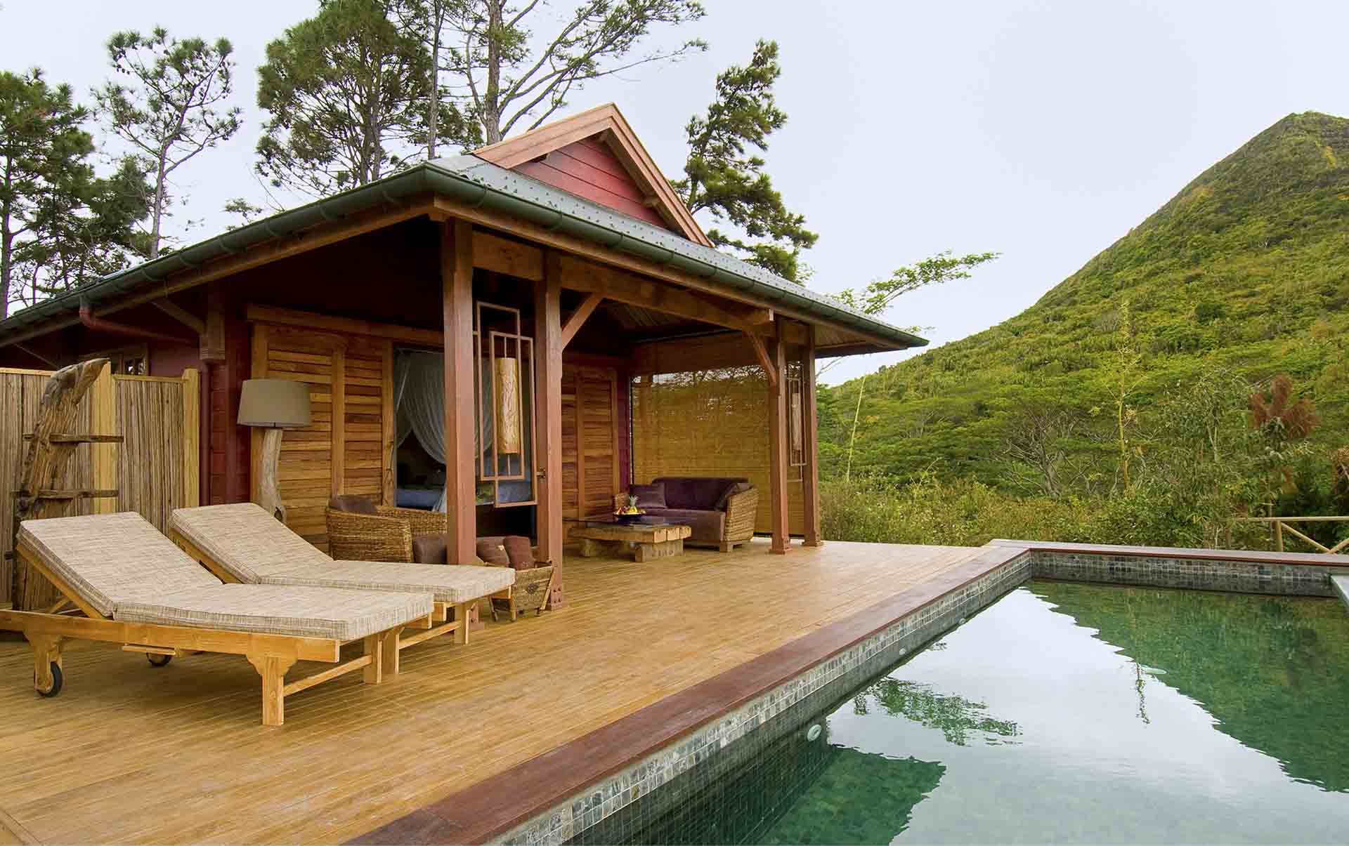 Rejser til Mauritius, Lakaz Chamarel Exclusive Lodge, Terrassen i Exclusive Suite "Piton Canot"