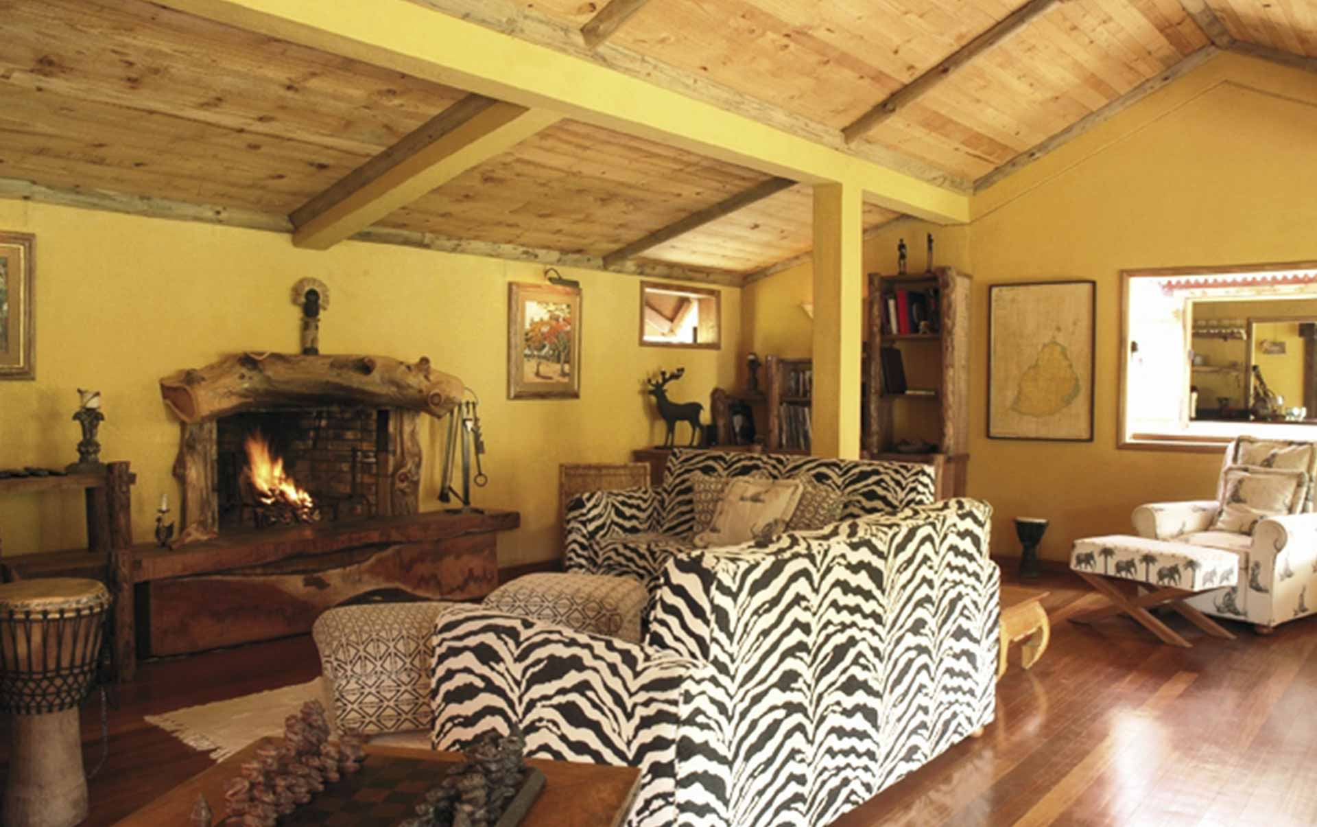 Rejser til Mauritius, Lakaz Chamarel Exclusive Lodge, Den hyggelige lounge på Lakaz Chalet Exclusive Lodge