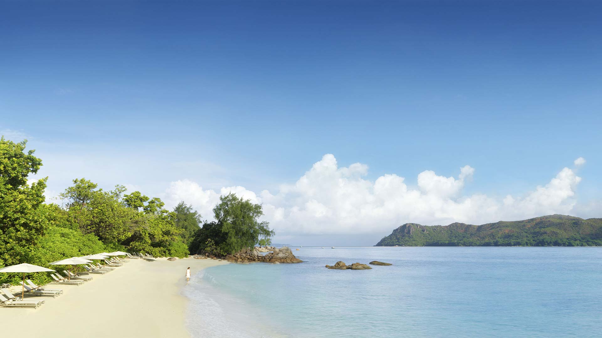 Anse Takamakastranden ved Raffles Seychelles