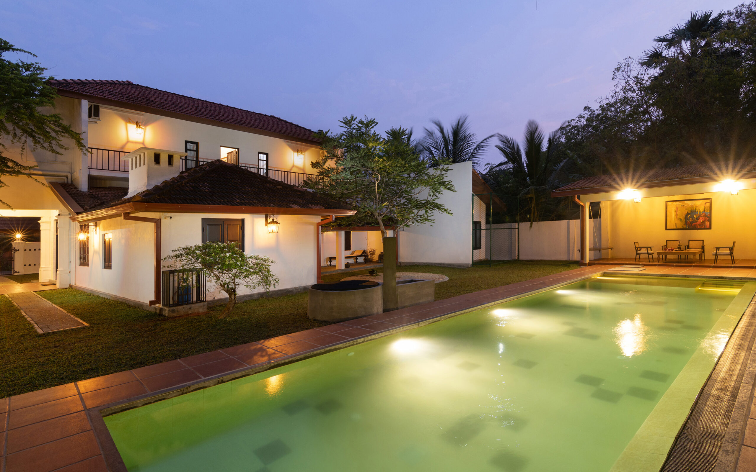 Sri Lanka Jaffna Jetwing Mahesa Bhawan Pool Aftenstemning