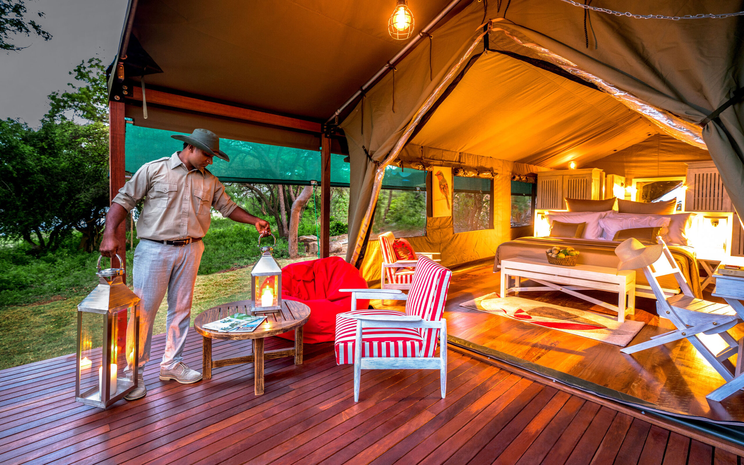 Sri Lanka Yala Flameback Eco Lodge Aftenlys Ved Telt