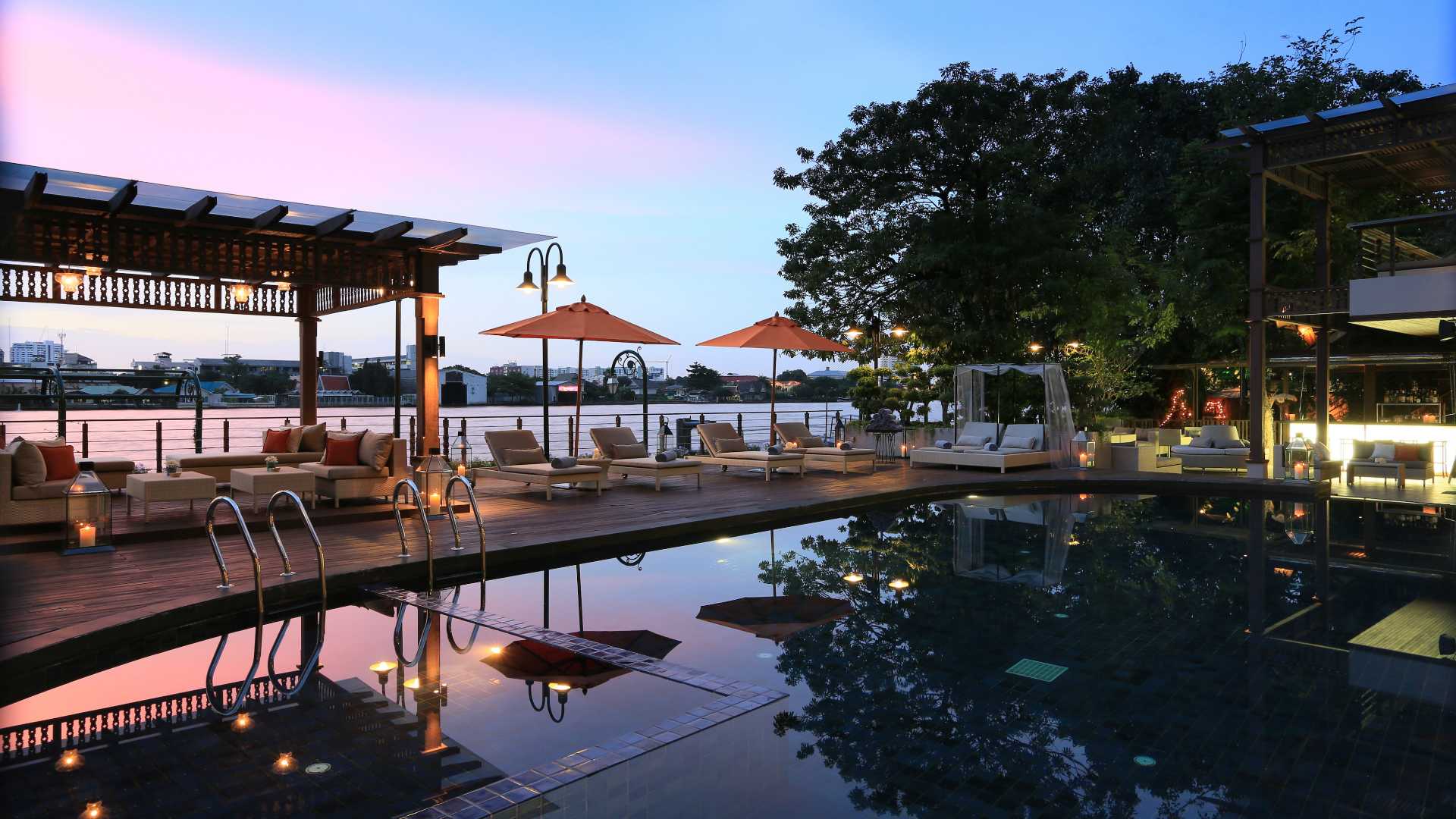Thailand, Bangkok, Riva Surya, Sunset