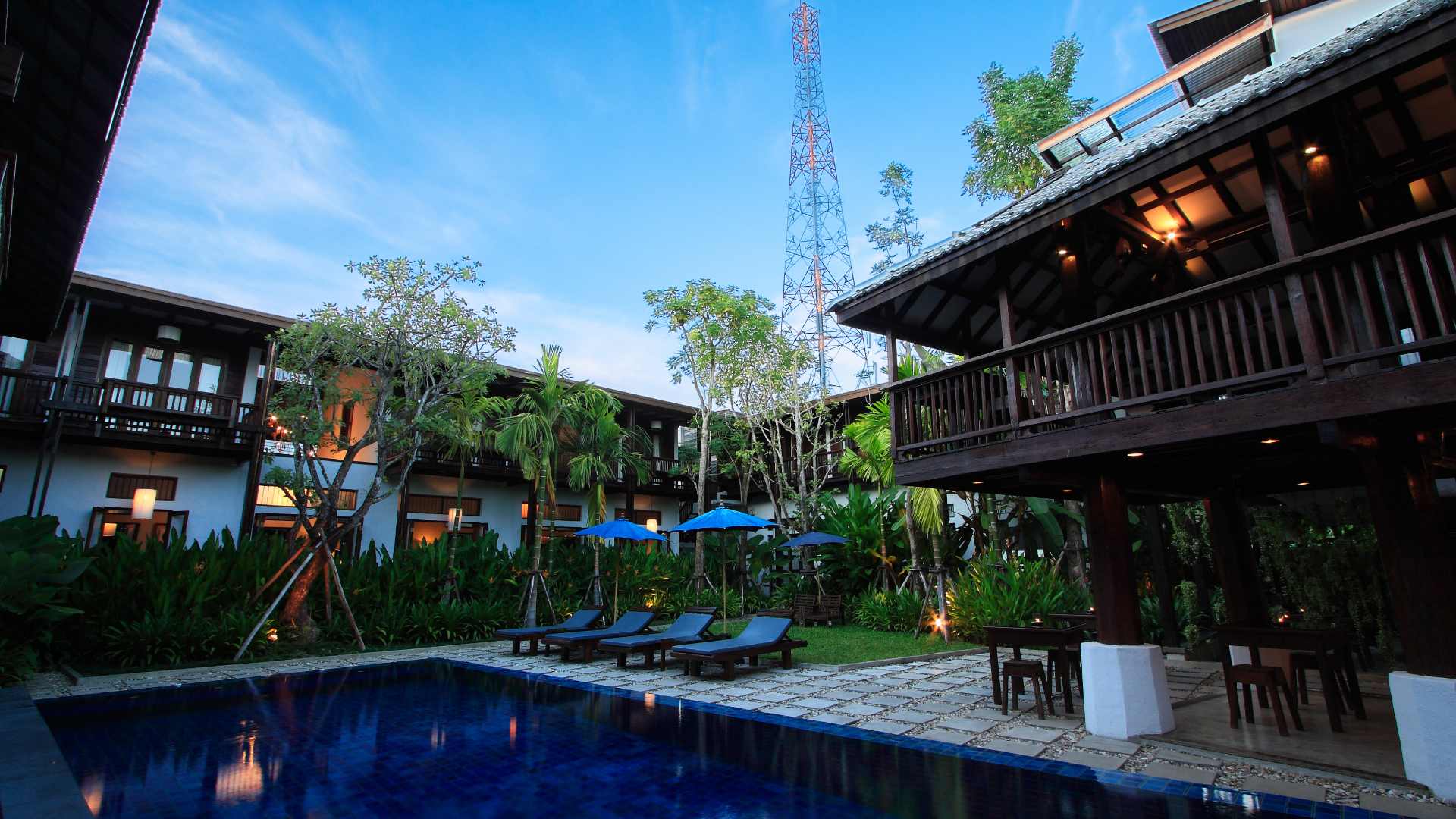 Thailand, Chiang Mai, Banthai Village, Pool Area
