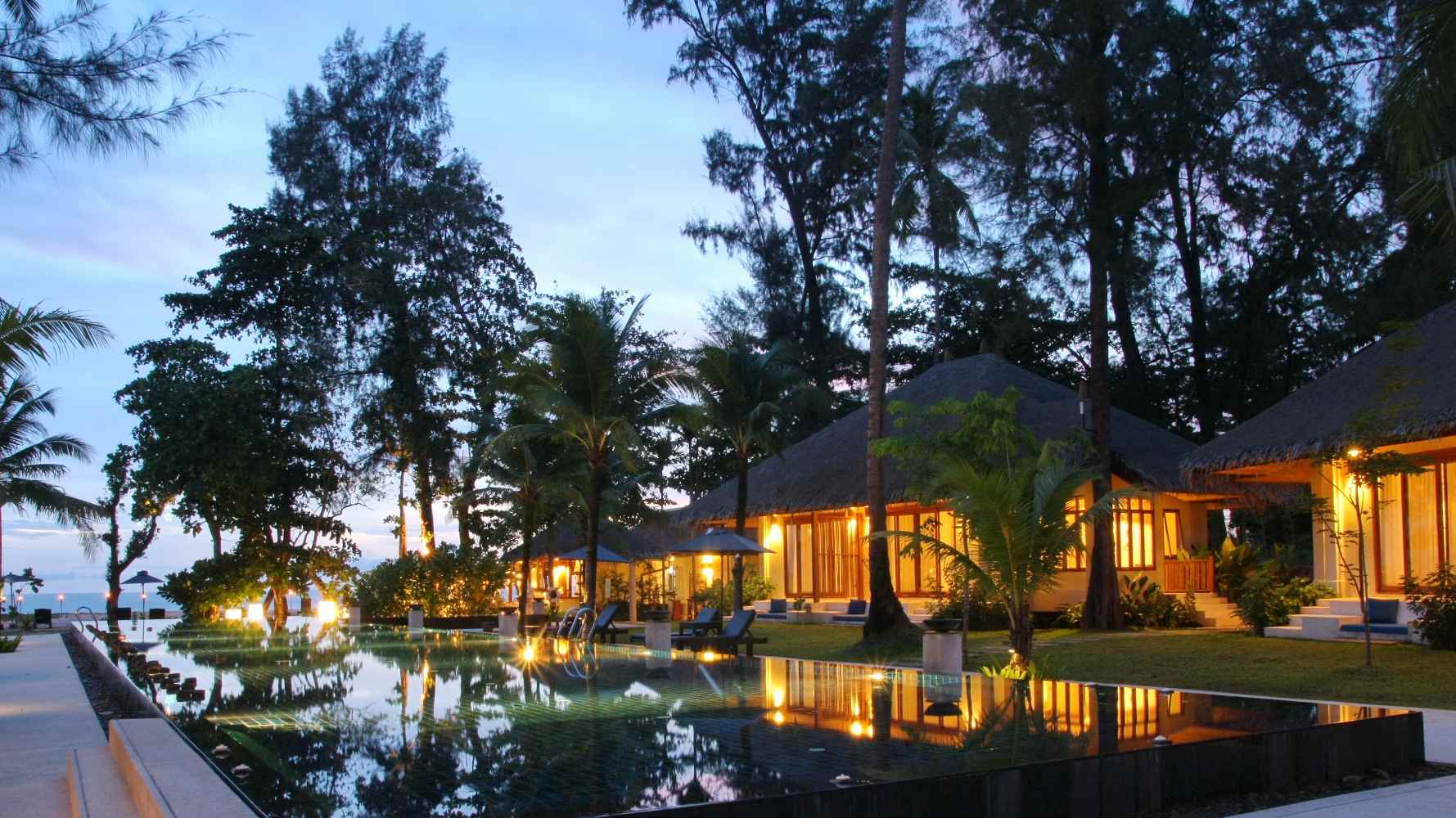 Thailand, Khao Lak, Bangsak Village, Pool Evening