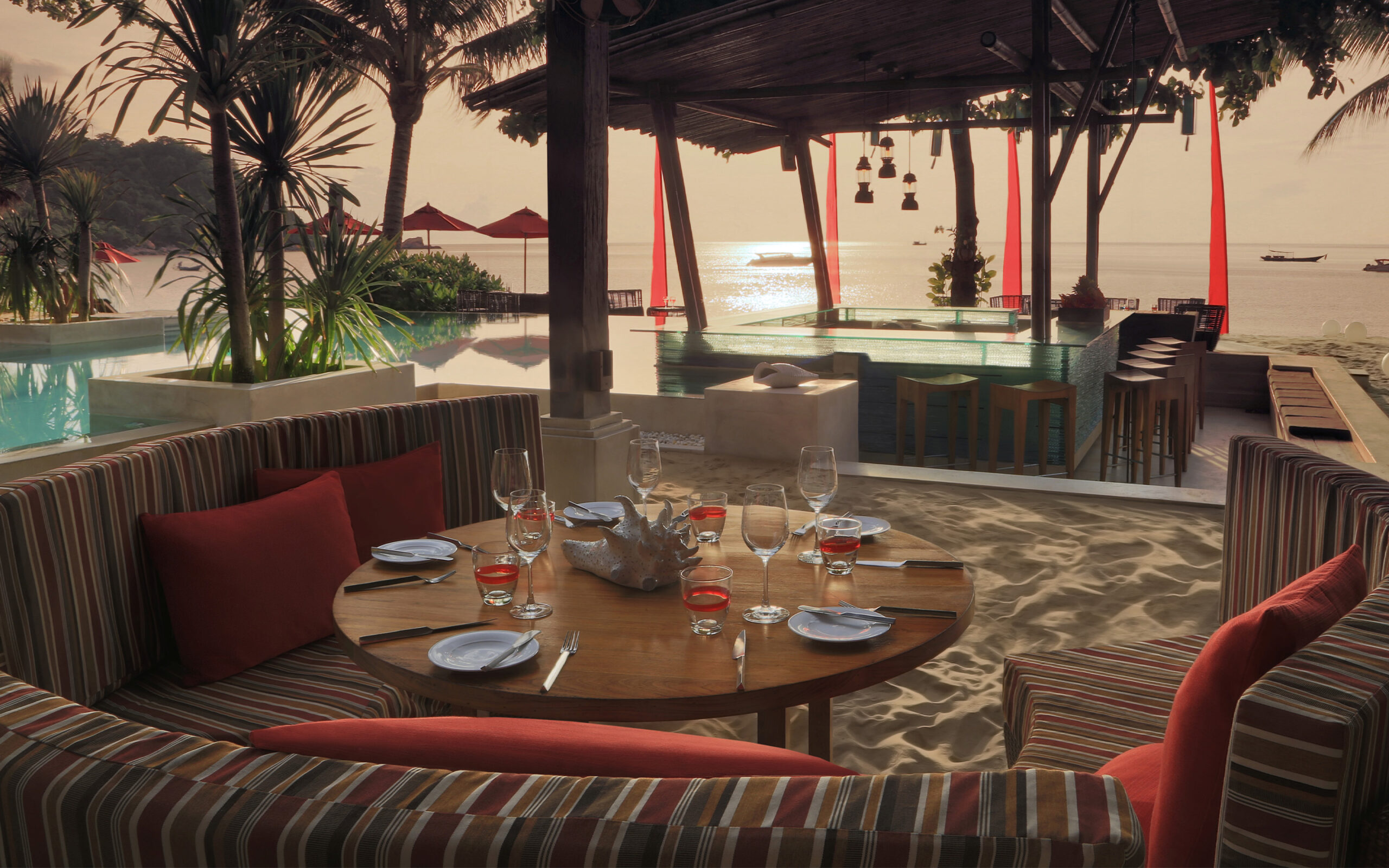 Thailand, Koh Phangan, Anantara Rasananda, Bistro Aftenstemning