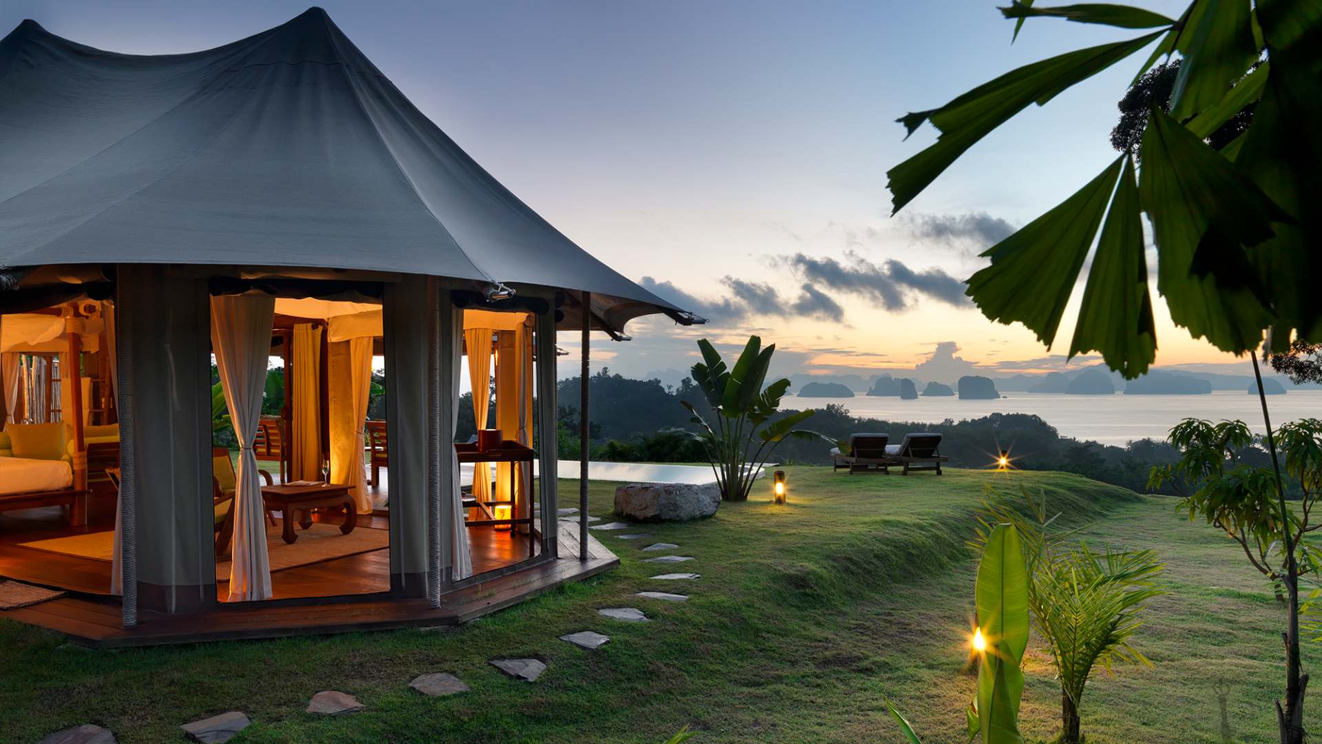 Thailand, Koh Yao Noi, 9 Hornbills Tented Camp, Telt Solnedgang