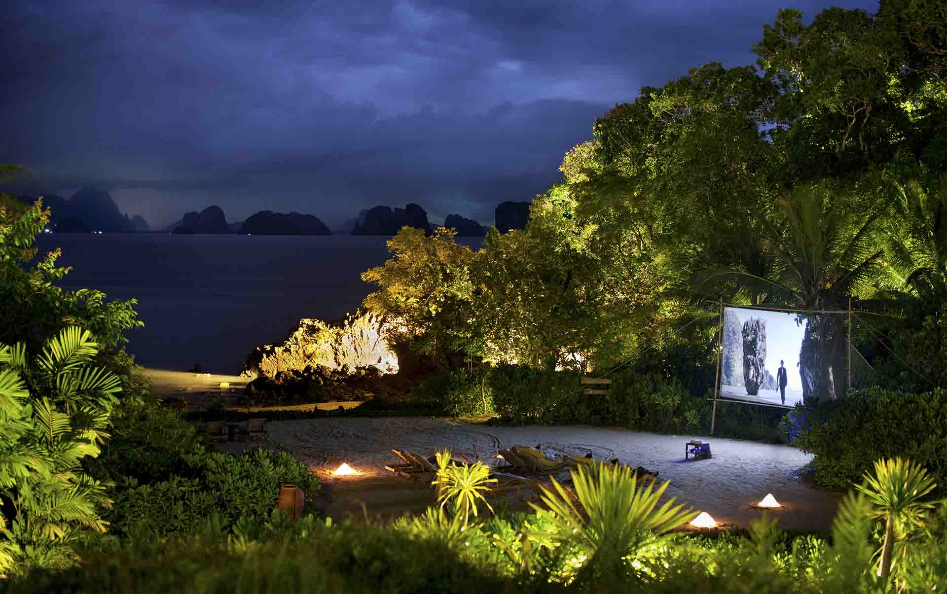 Thailand, Koh Yao Noi, Six Senses Yao Noi, Udendørs Biograf
