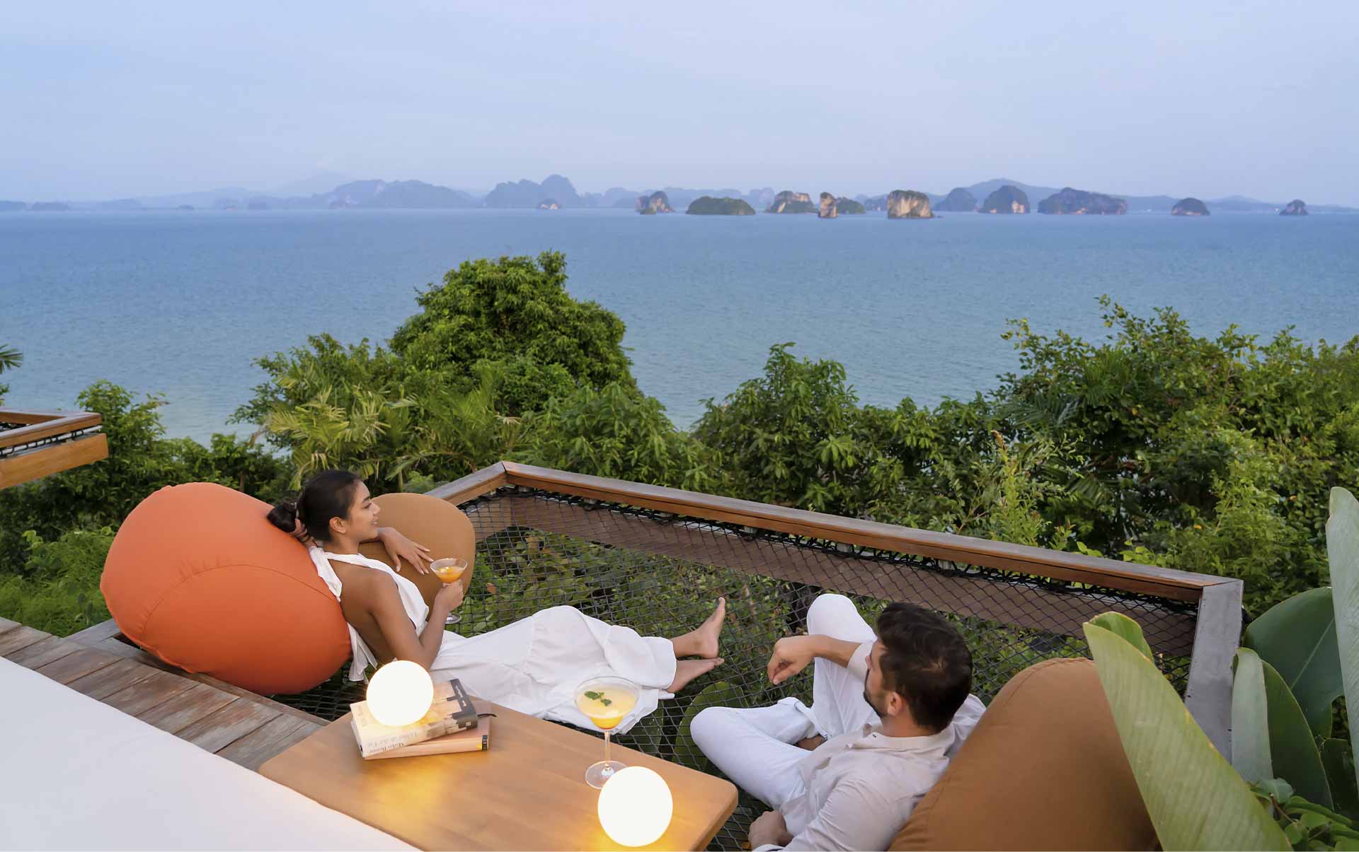 Thailand, Koh Yao Noi, Six Senses Yao Noi, Drinks Med Udsigt
