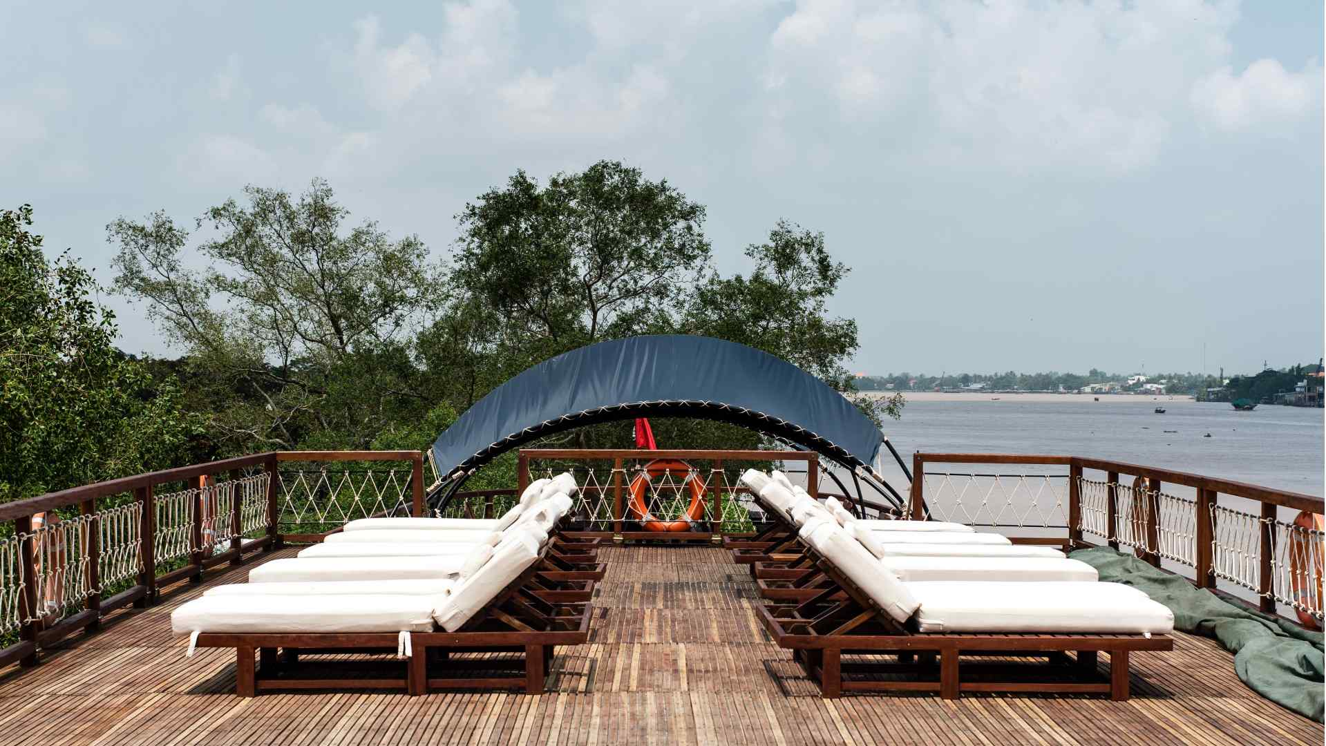 Vietnam delta eyes classic sundeck Mekong-floden Mekong-floden