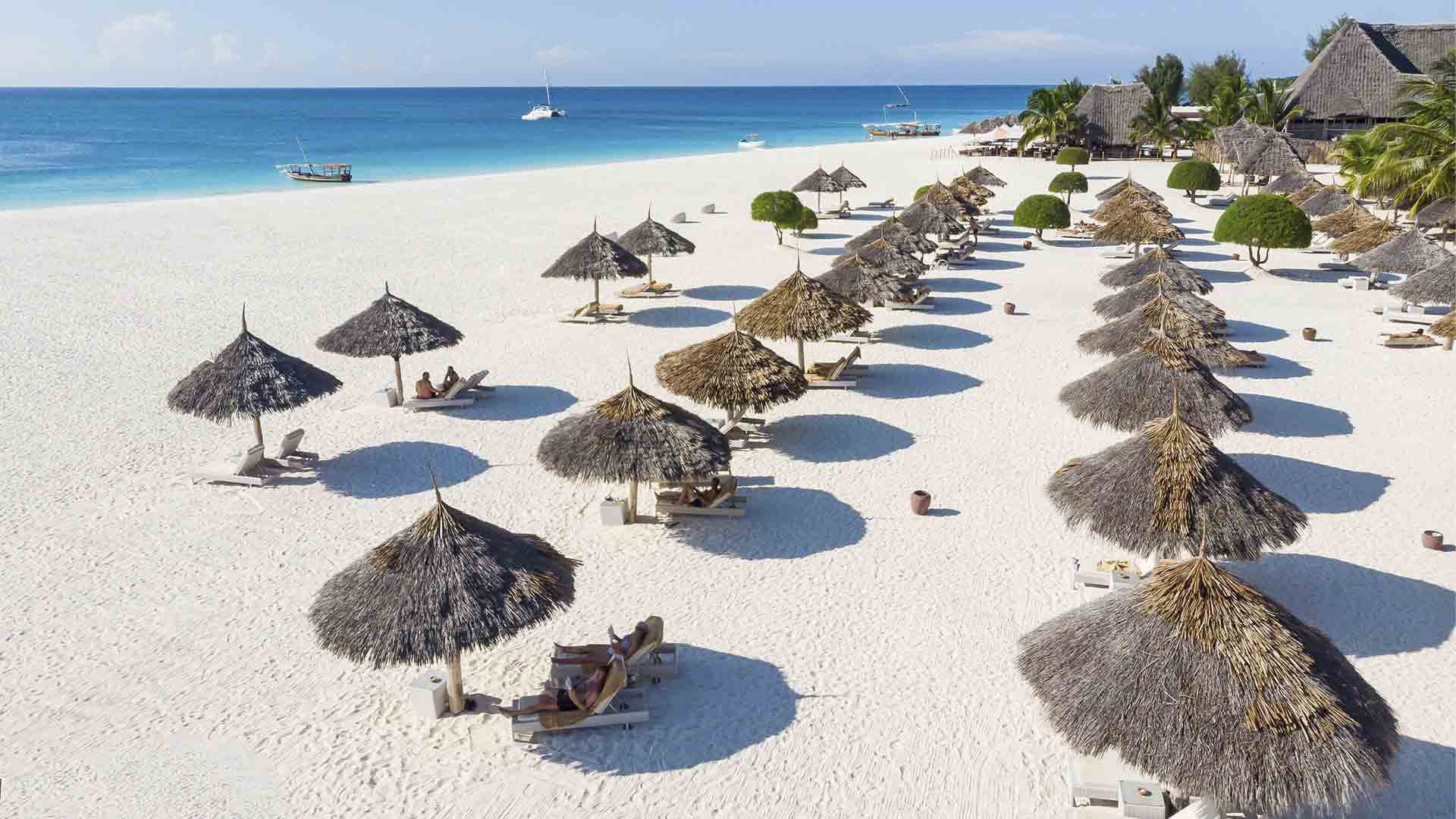 Gold Zanzibar strand med solsenge