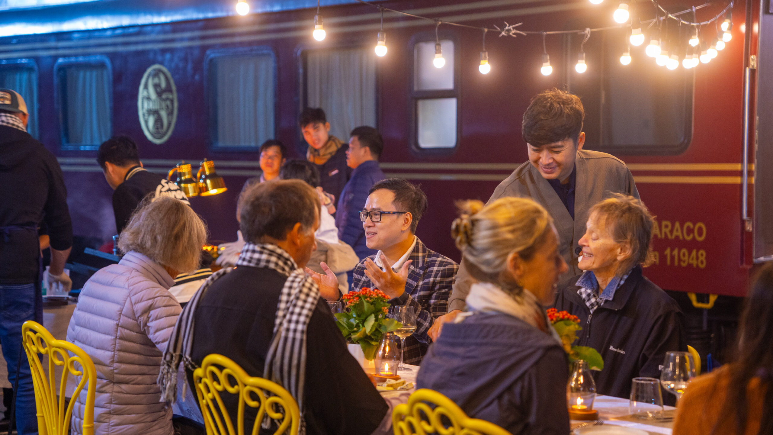 Vietnam sjourney luxury train dining outside trains scaled