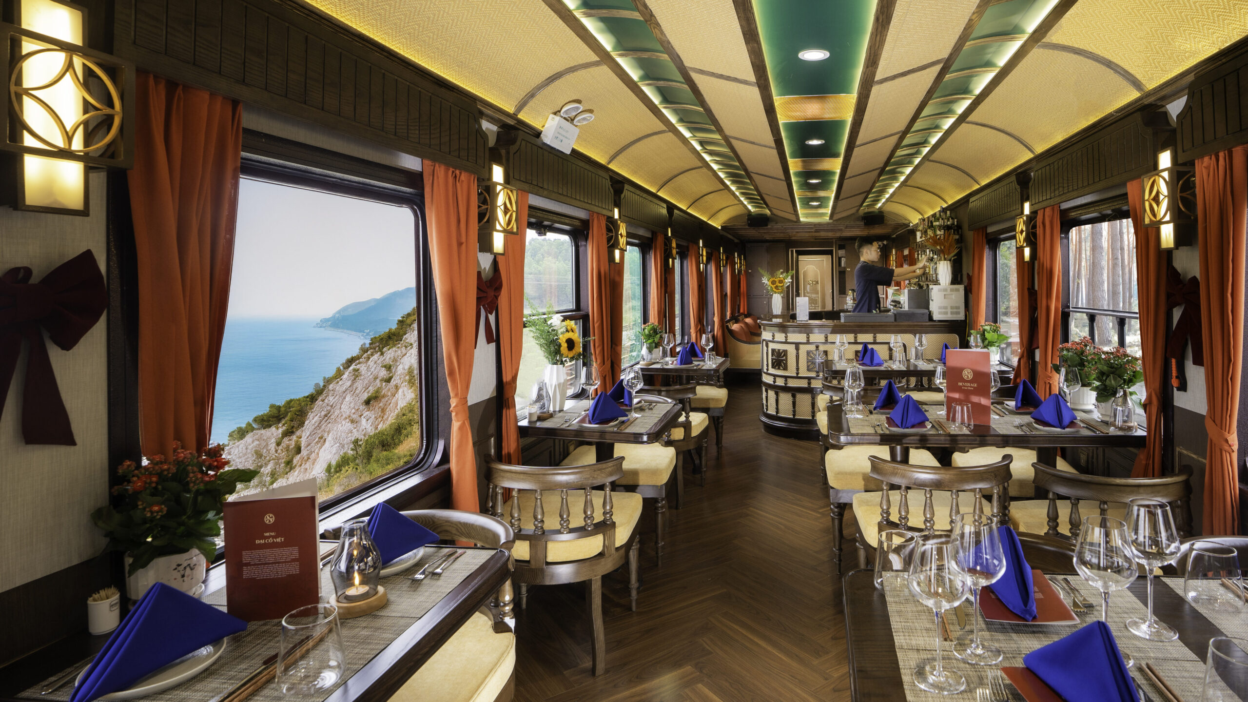 Vietnam sjourney luxury train dining car scaled